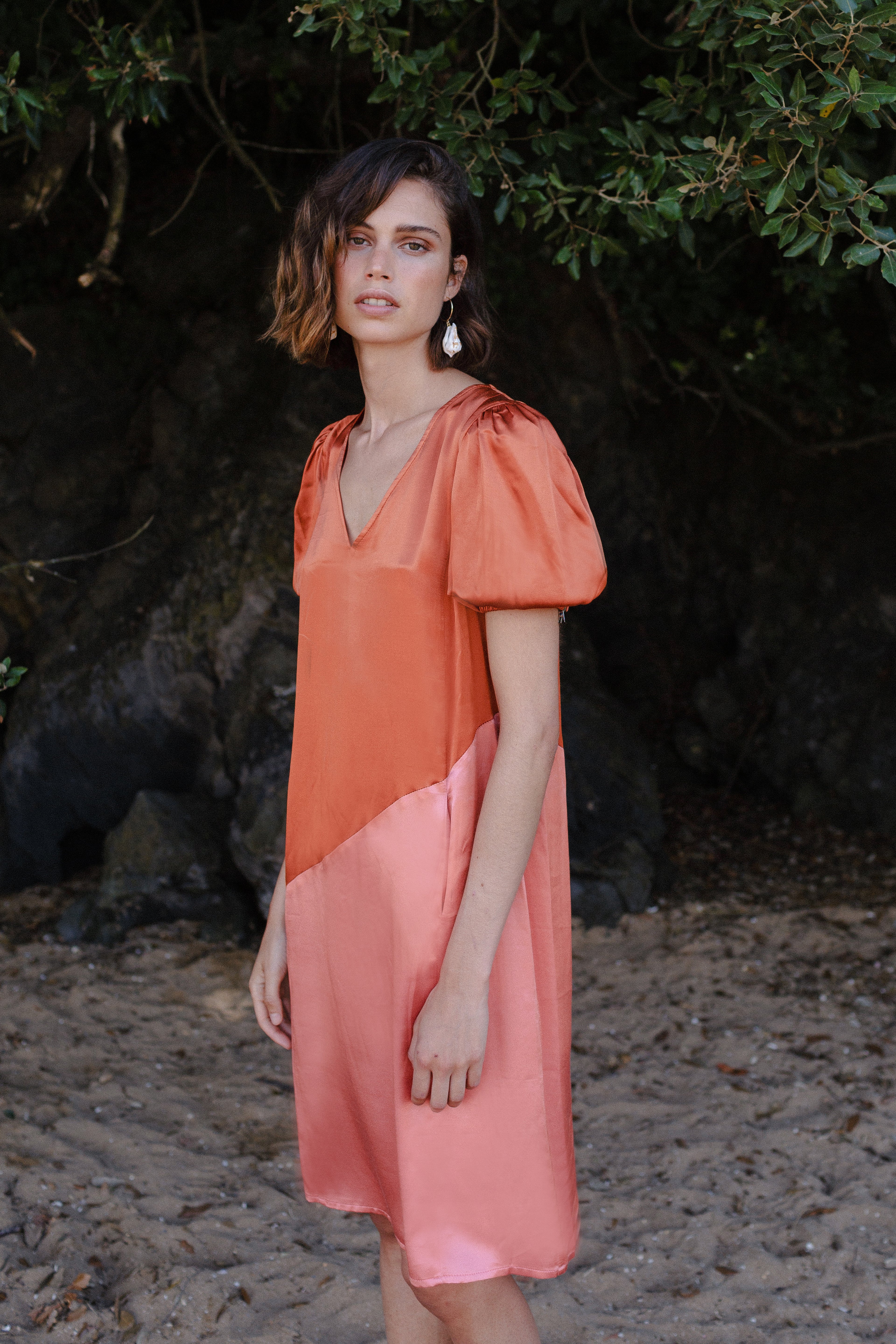 Olimpia short dress TOBACCO