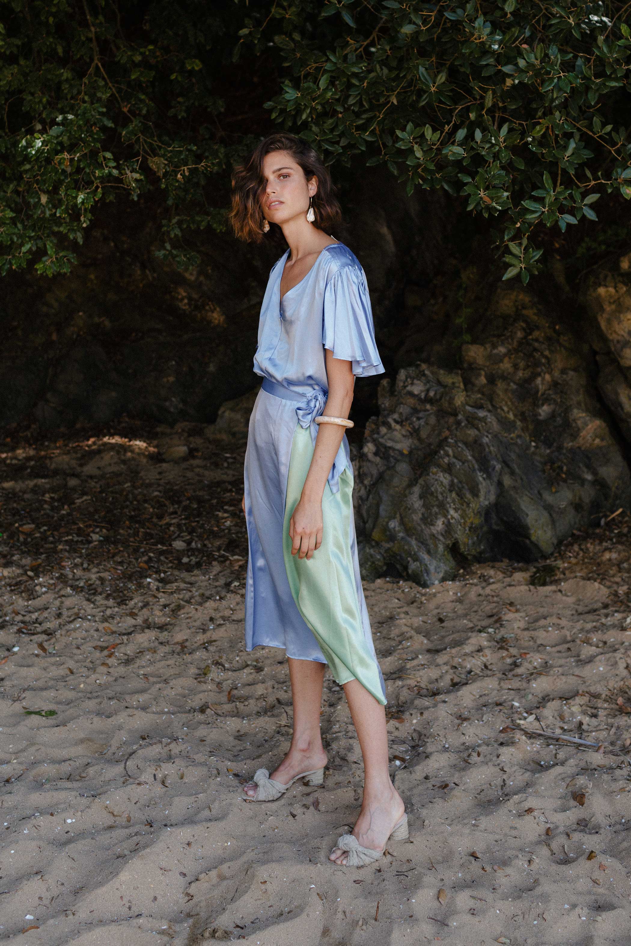Two-tone GREEN/BLUE skirt