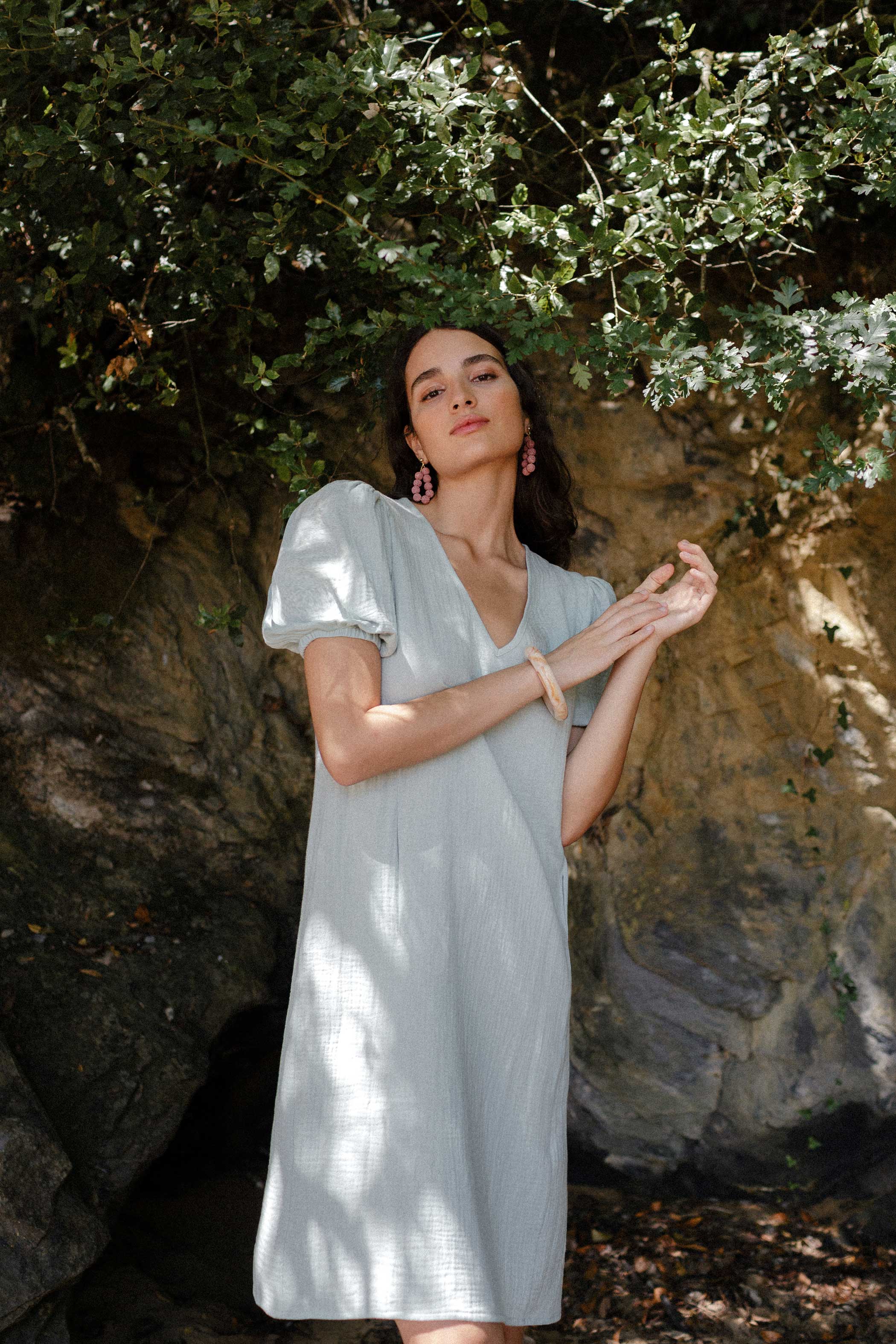 White organic cotton straight dress