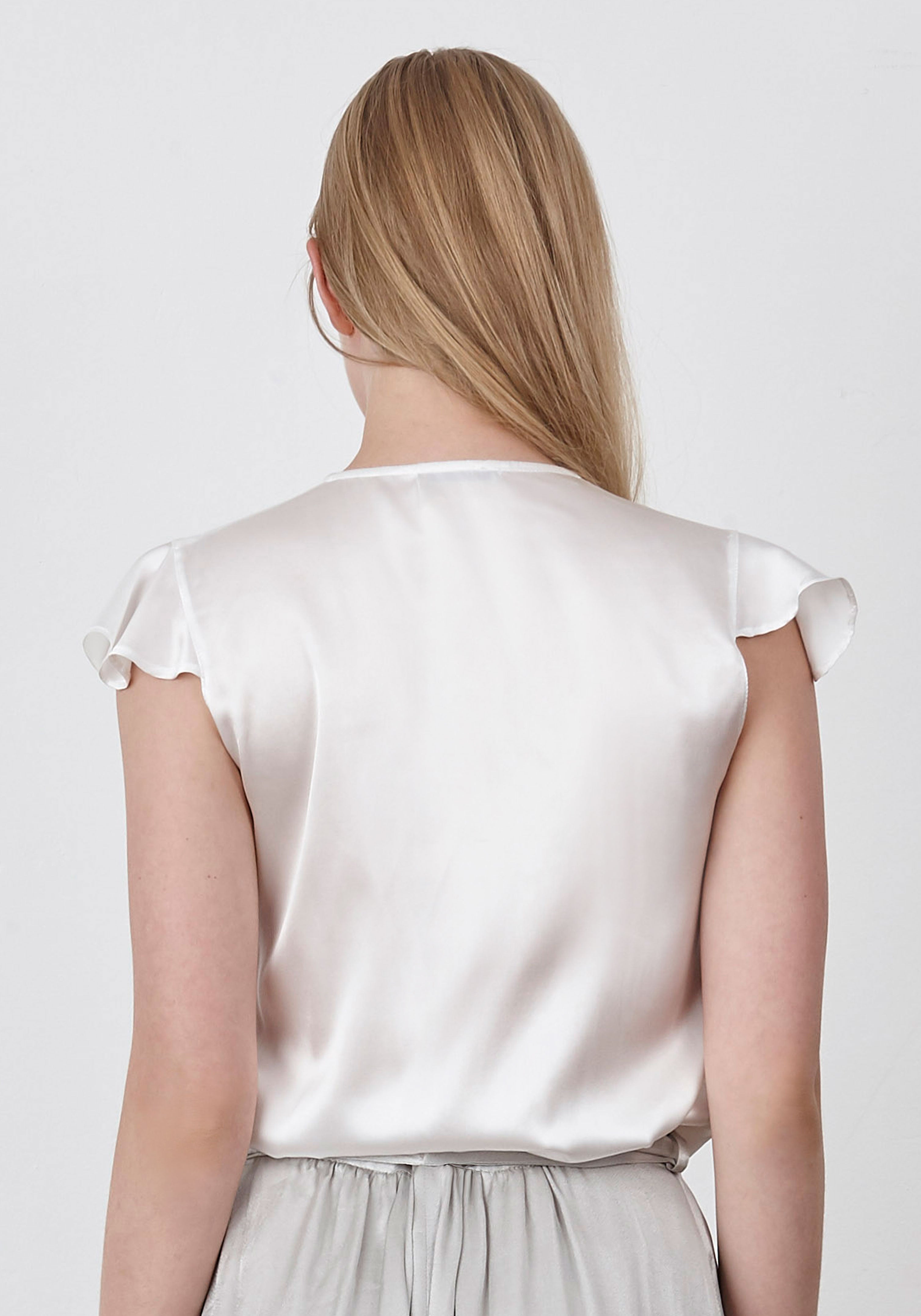 WHITE RUFFLED silk blouse