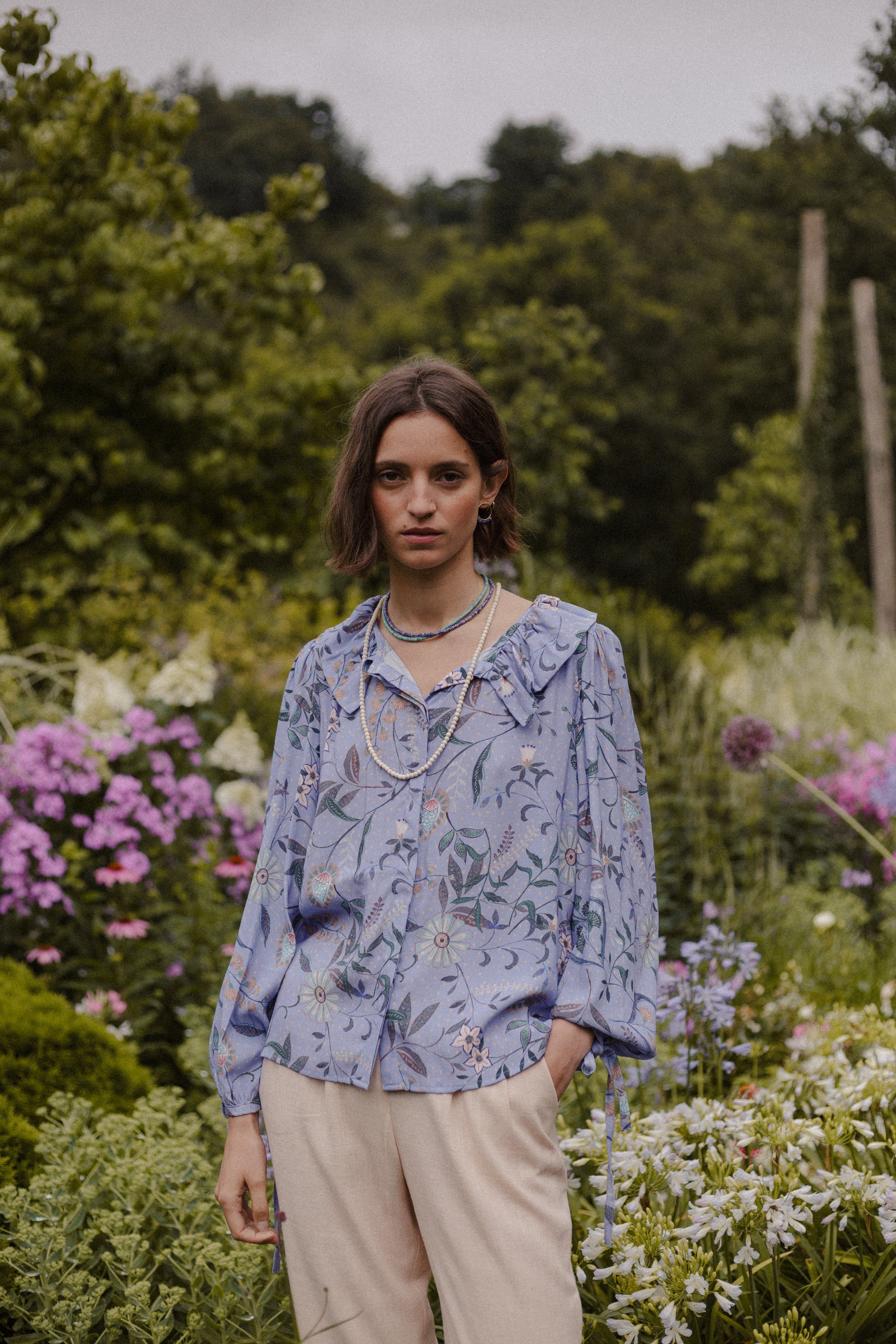 ARCE multiflower blue blouse