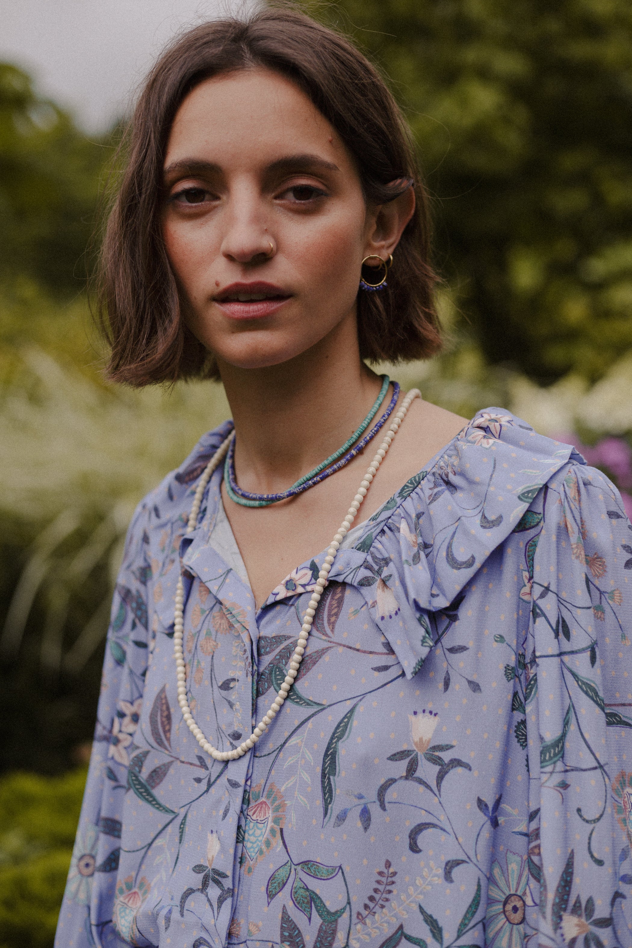 ARCE multiflower blue blouse