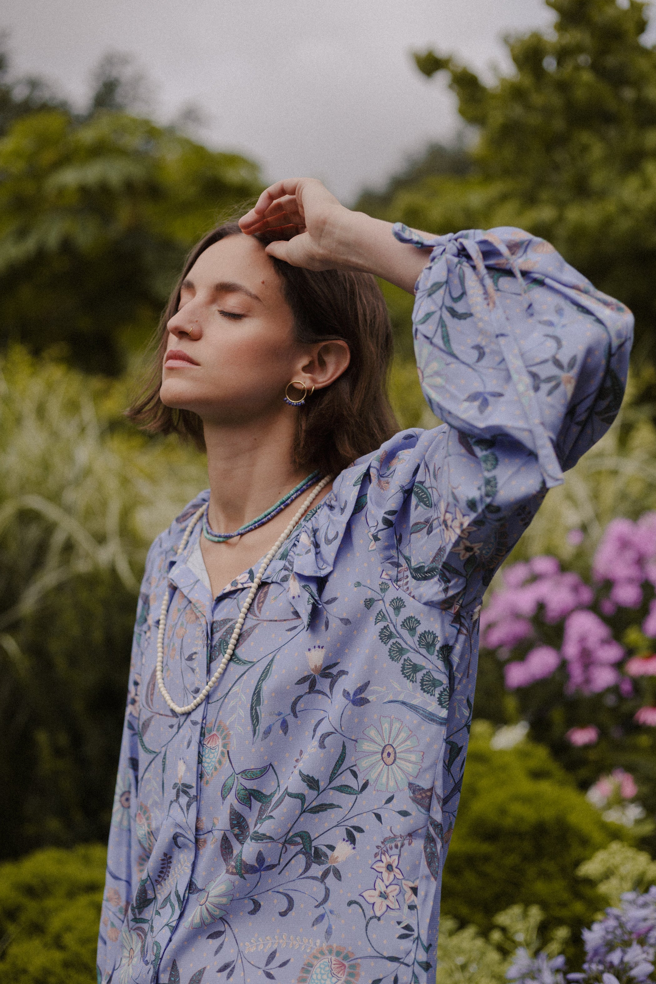 ARCE multiflower blue blouse