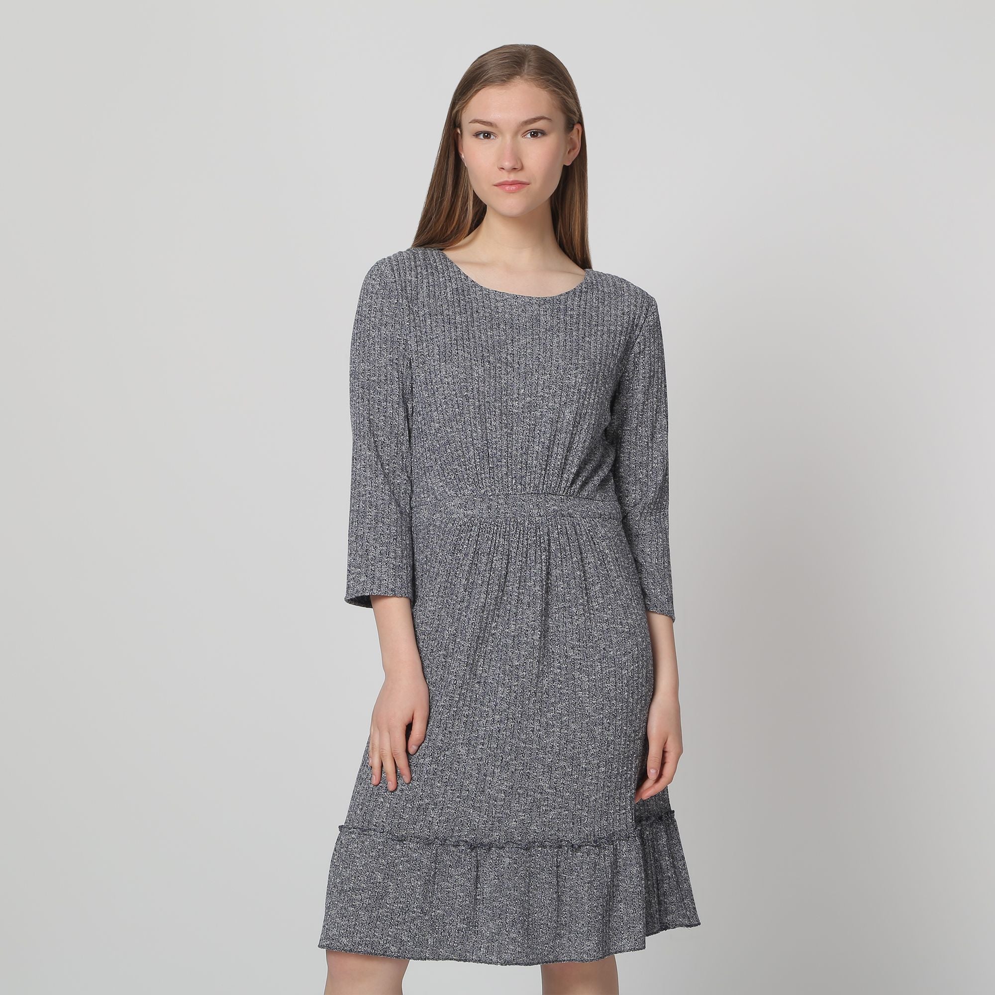 Vestido punto canalé en tonos azules