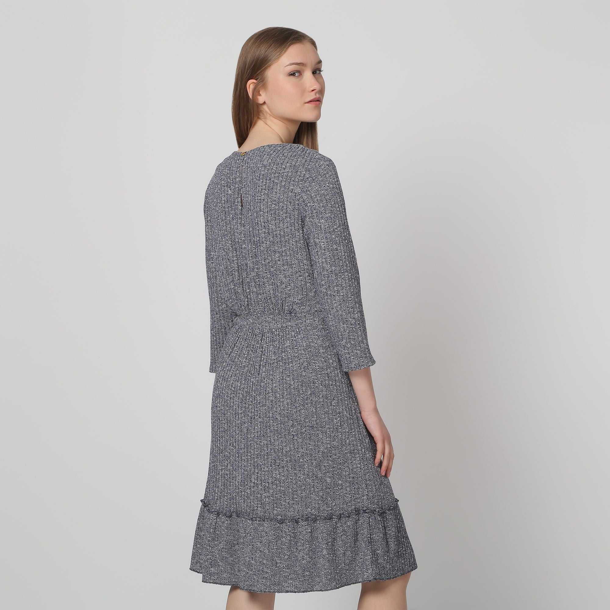 Vestido punto canalé en tonos azules