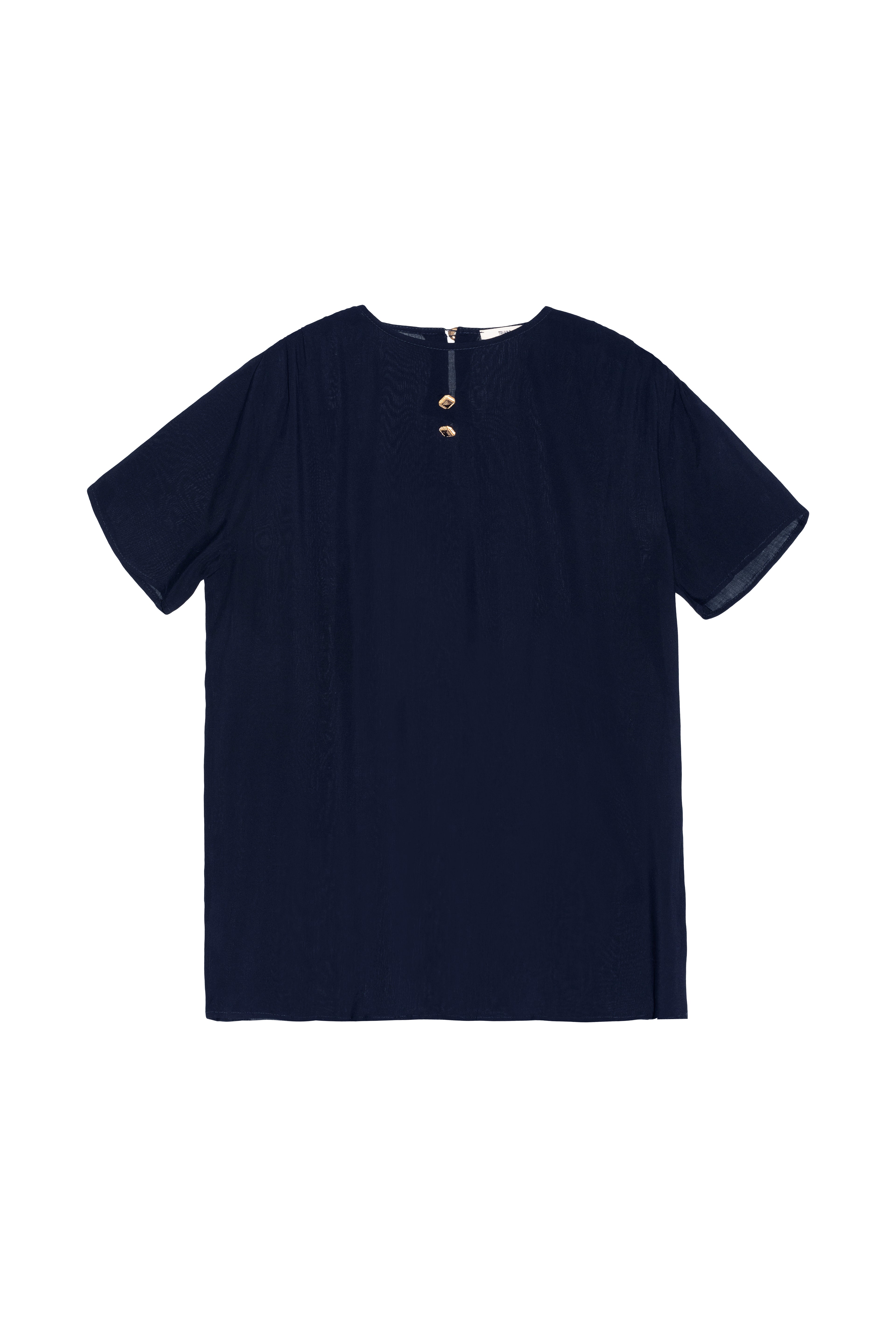 Blusa botones delantero viscosa marino