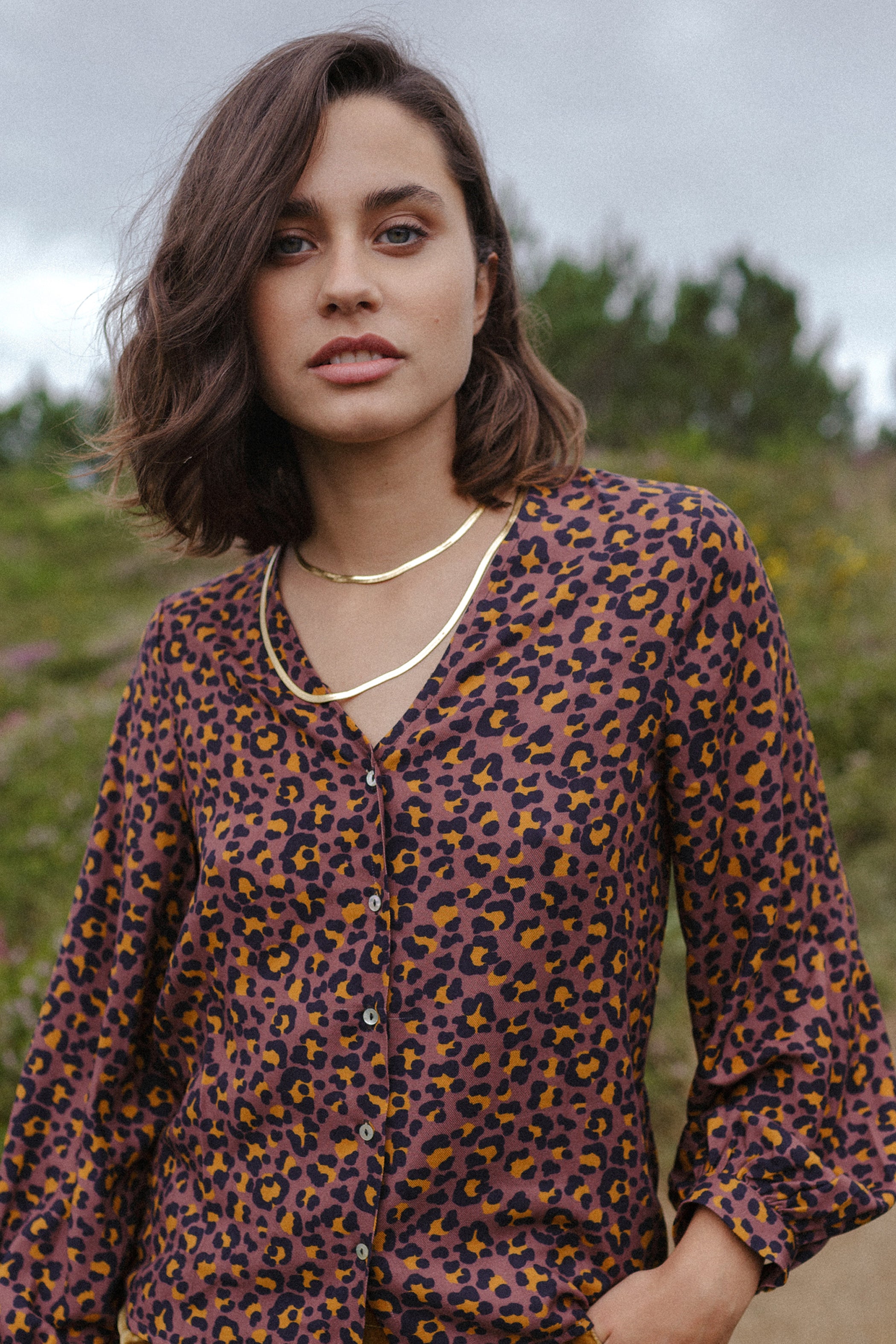 Blusa LONDON ANIMAL PRINT MARRON