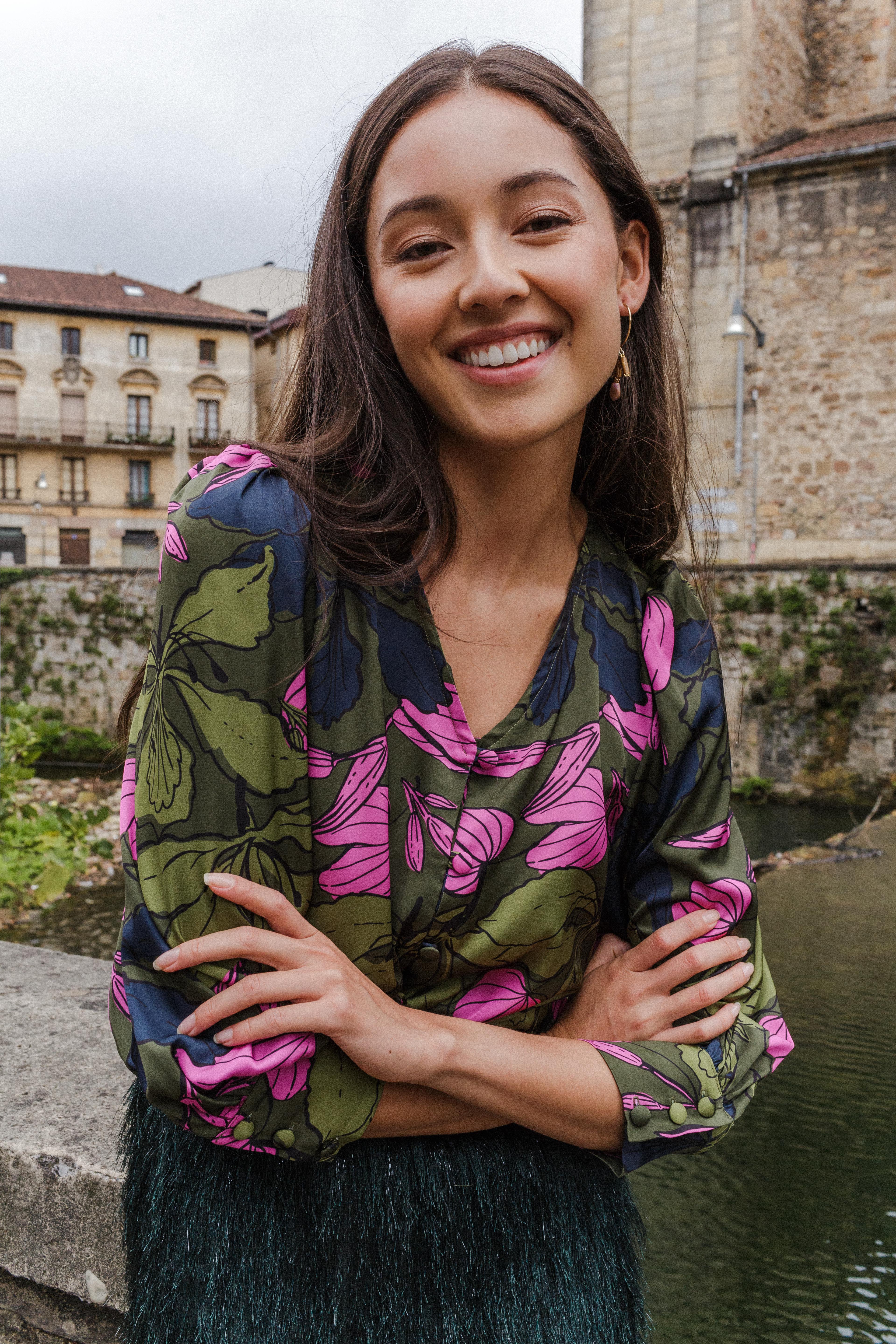 Blusa TARSO PRINT FLOR FUCSIA