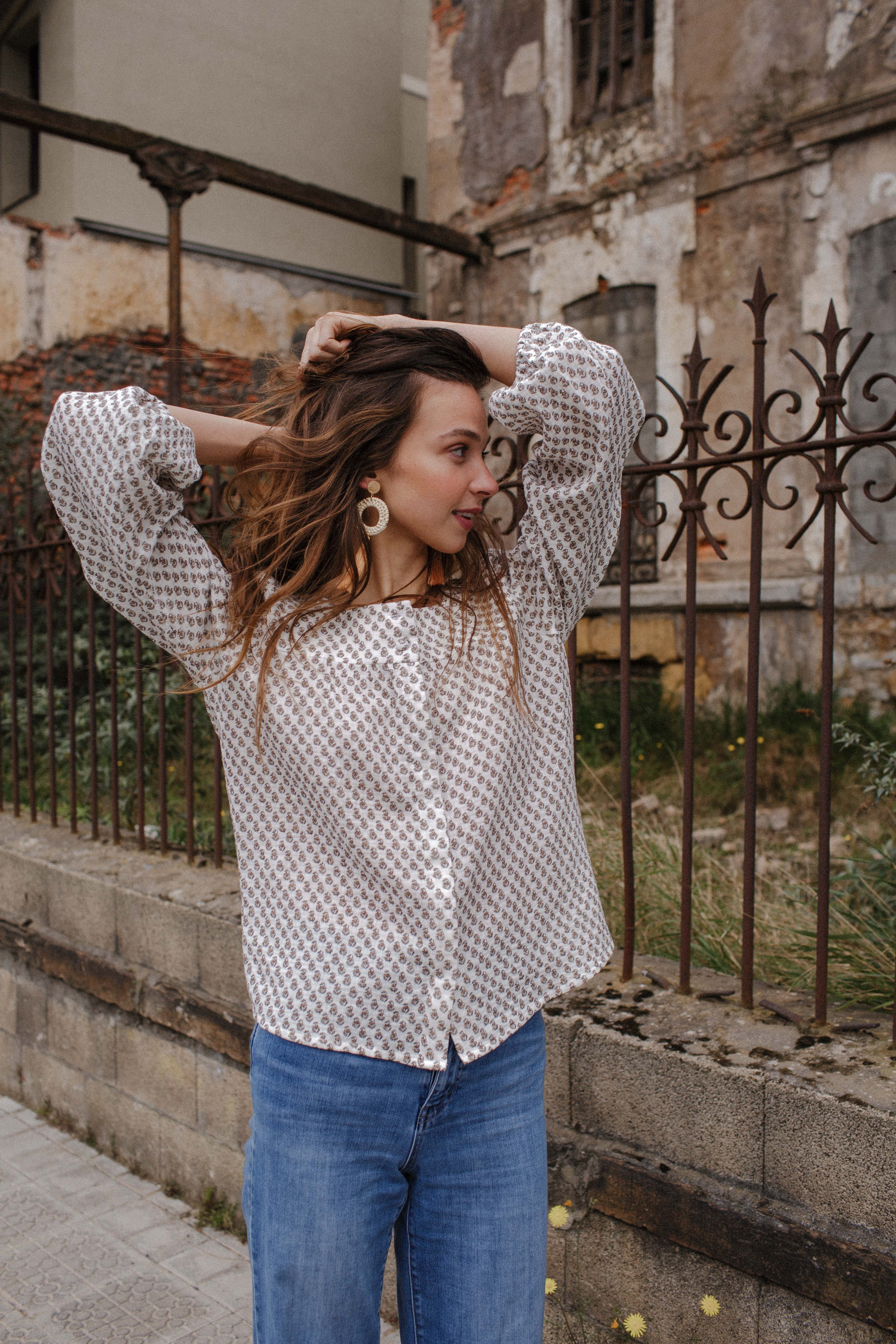 Blue Merana organic cotton blouse