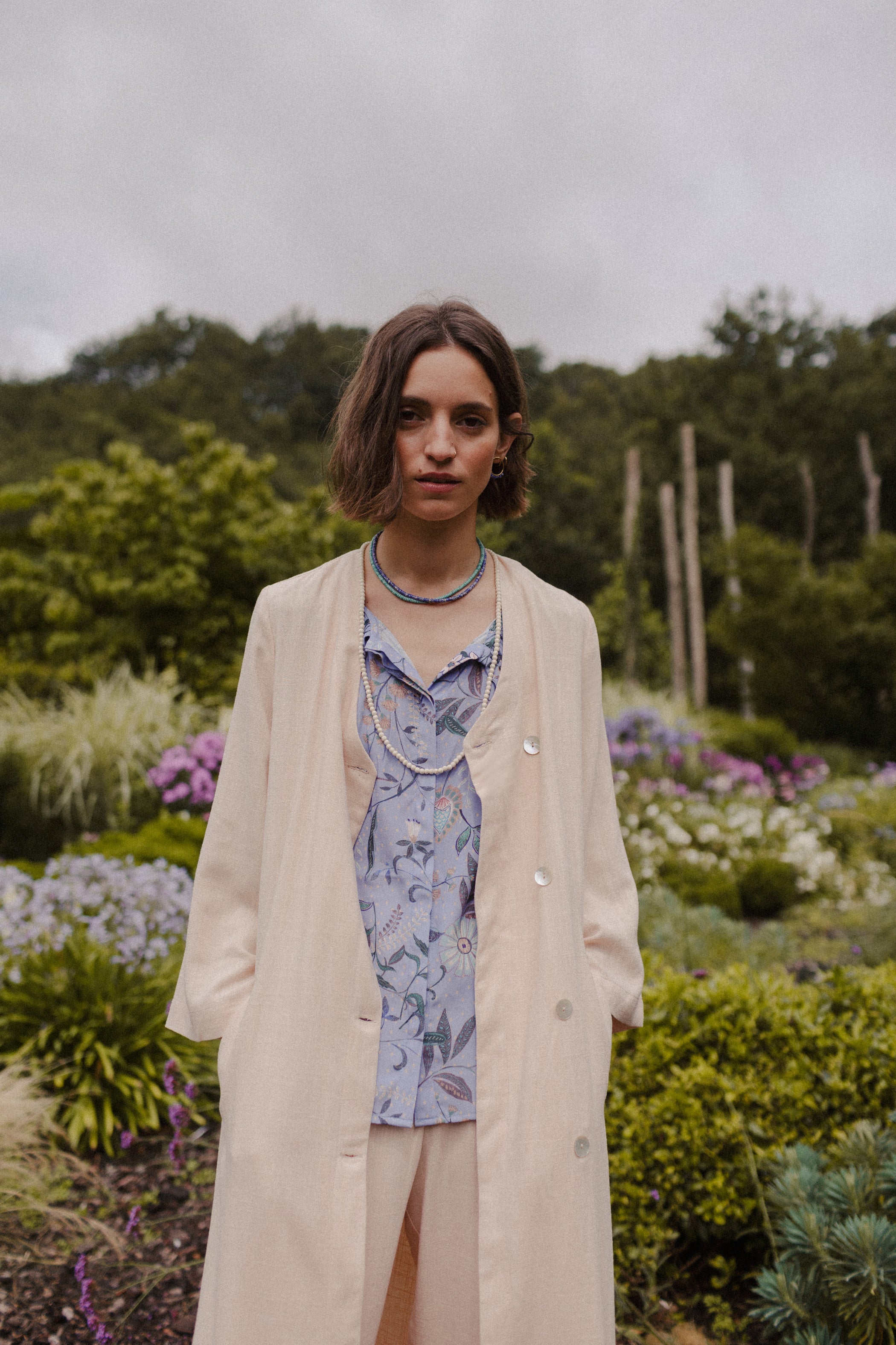 Pink linen BAMBOO dress coat