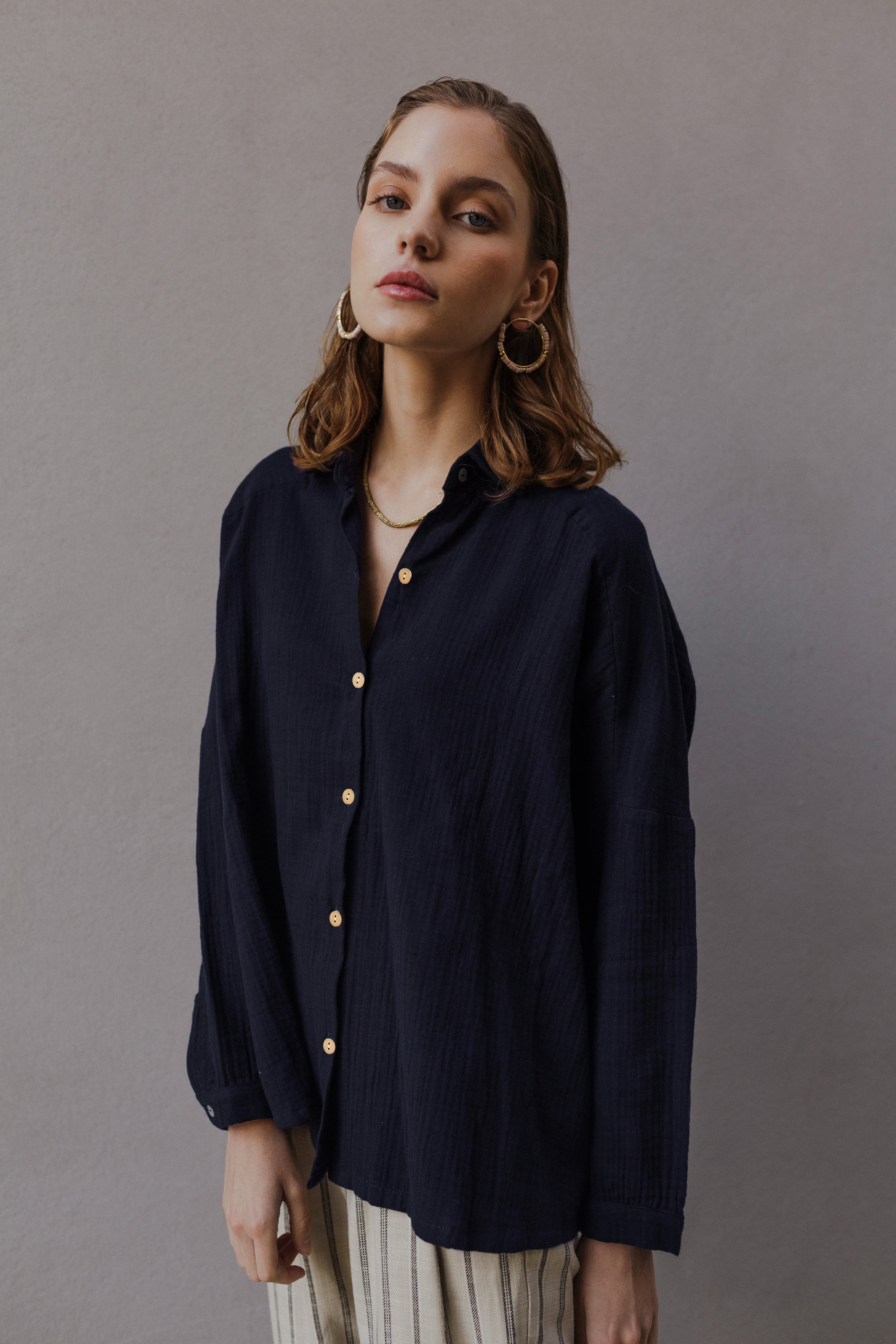 Blusa STAR algodón orgánico navy