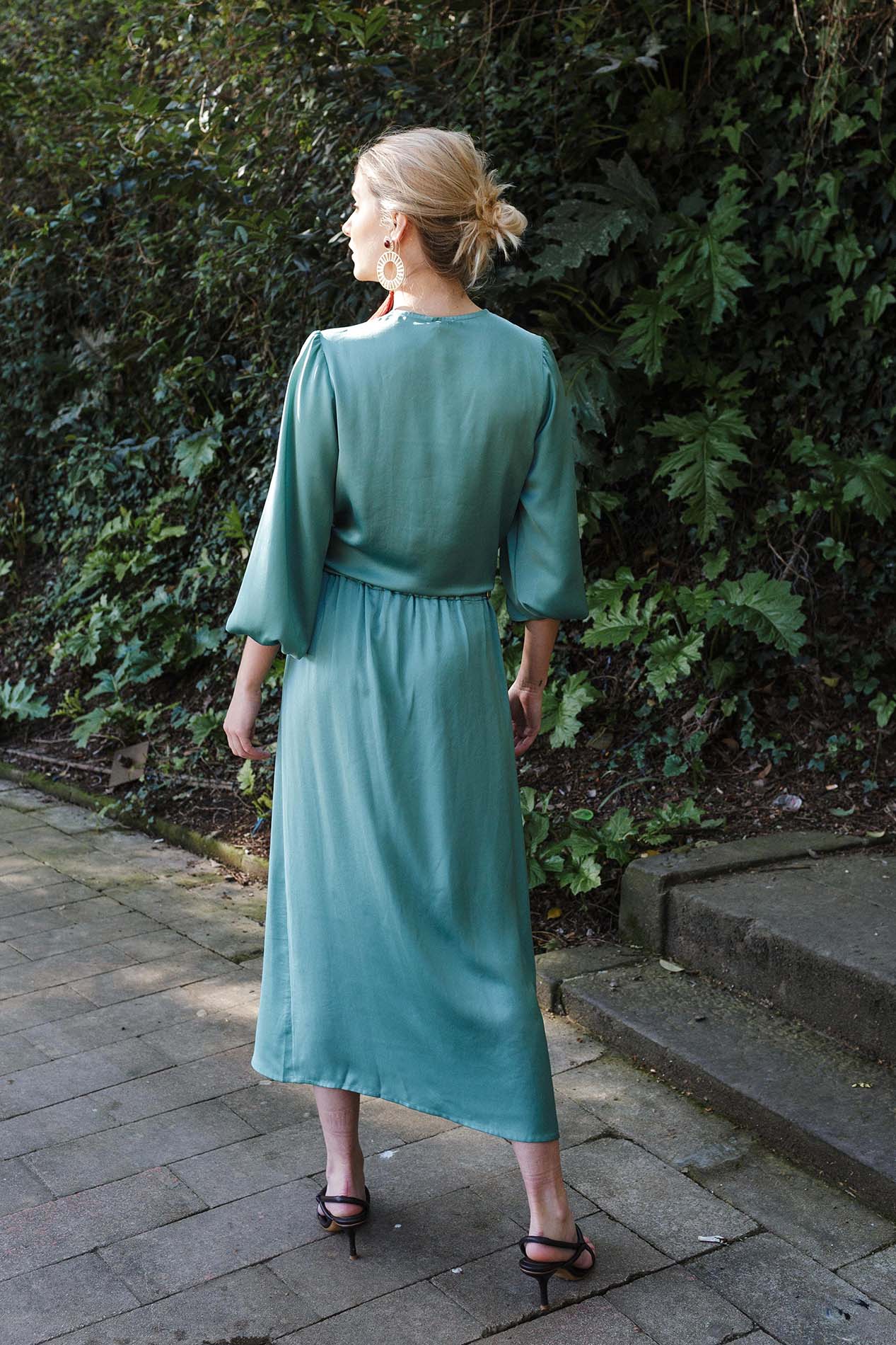 COCO green satin skirt