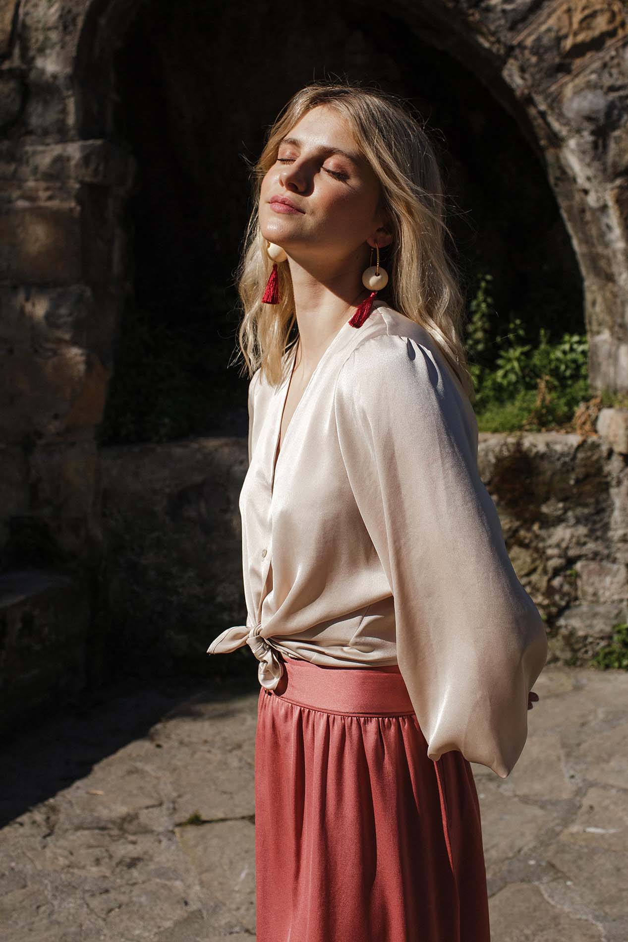 COCO satin terracotta skirt