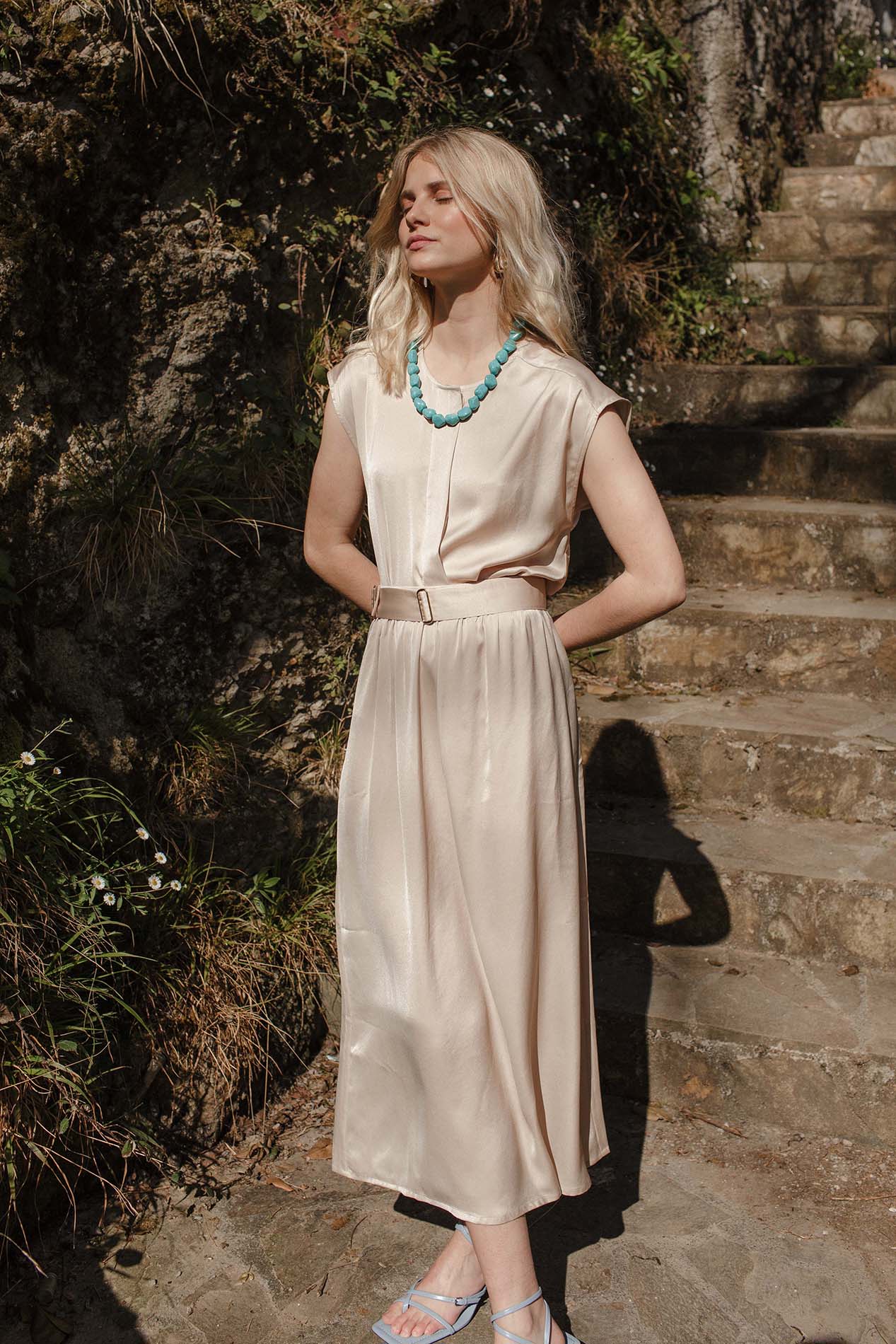 Sand satin COCO skirt