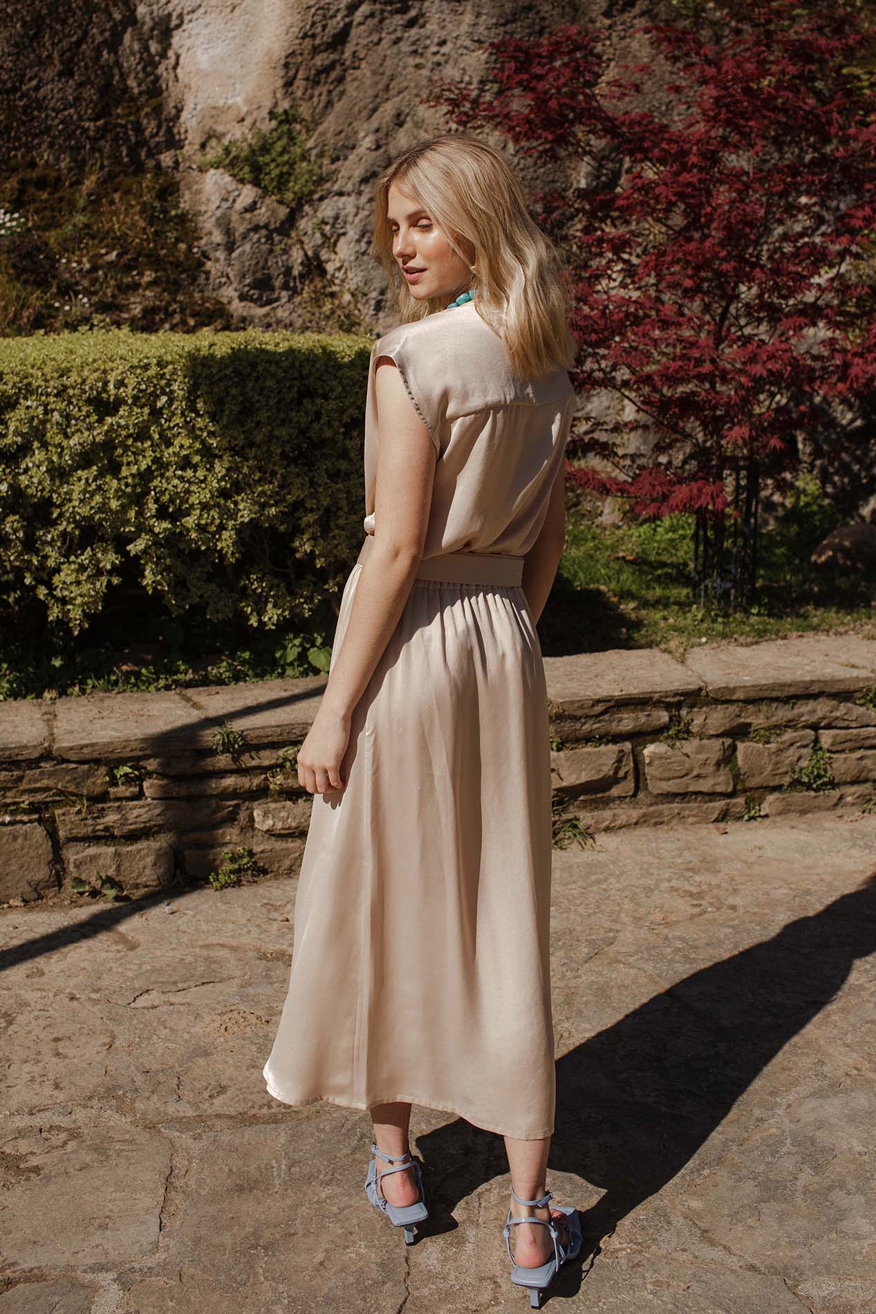 Sand satin COCO skirt