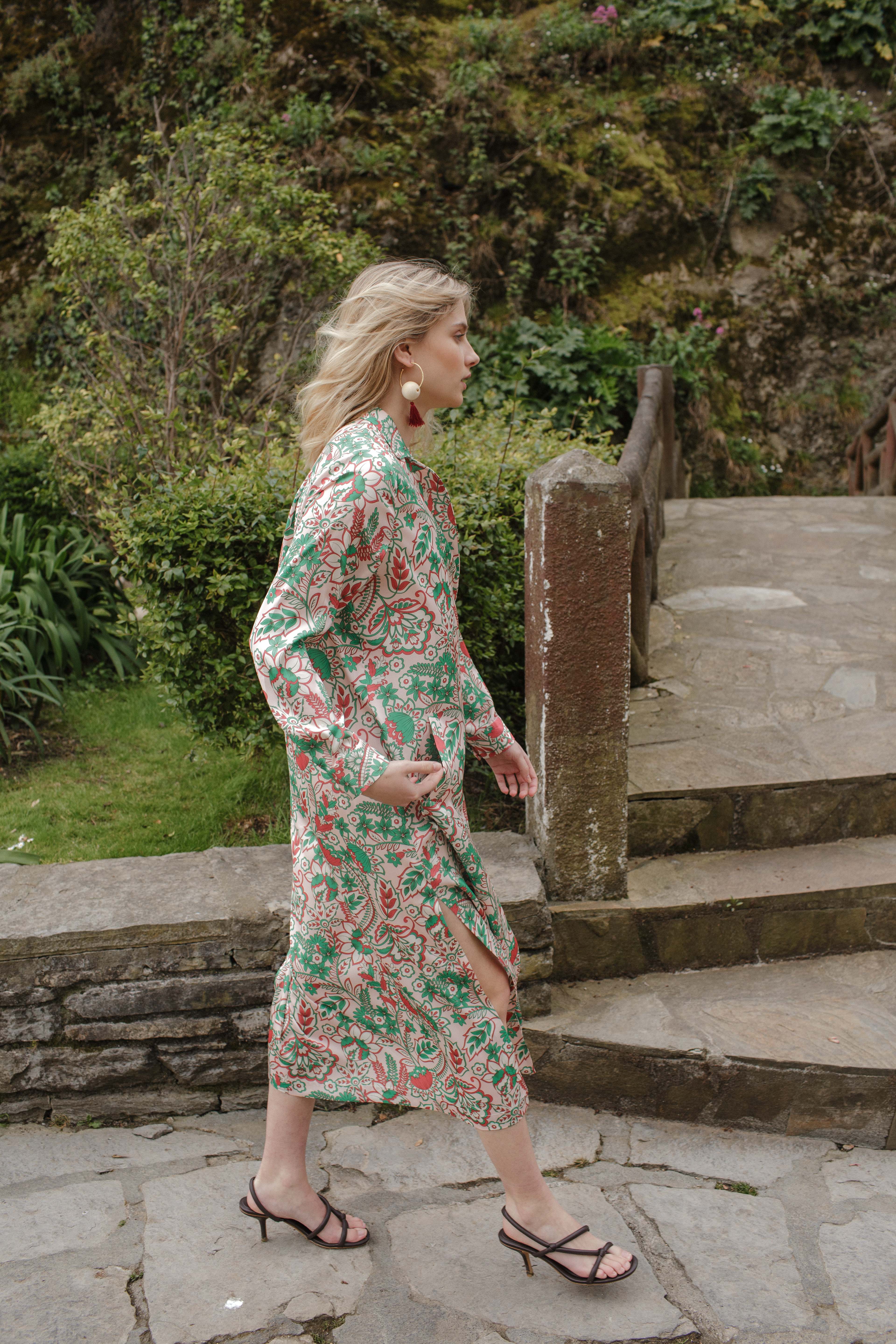 Pink linen BAMBOO dress coat