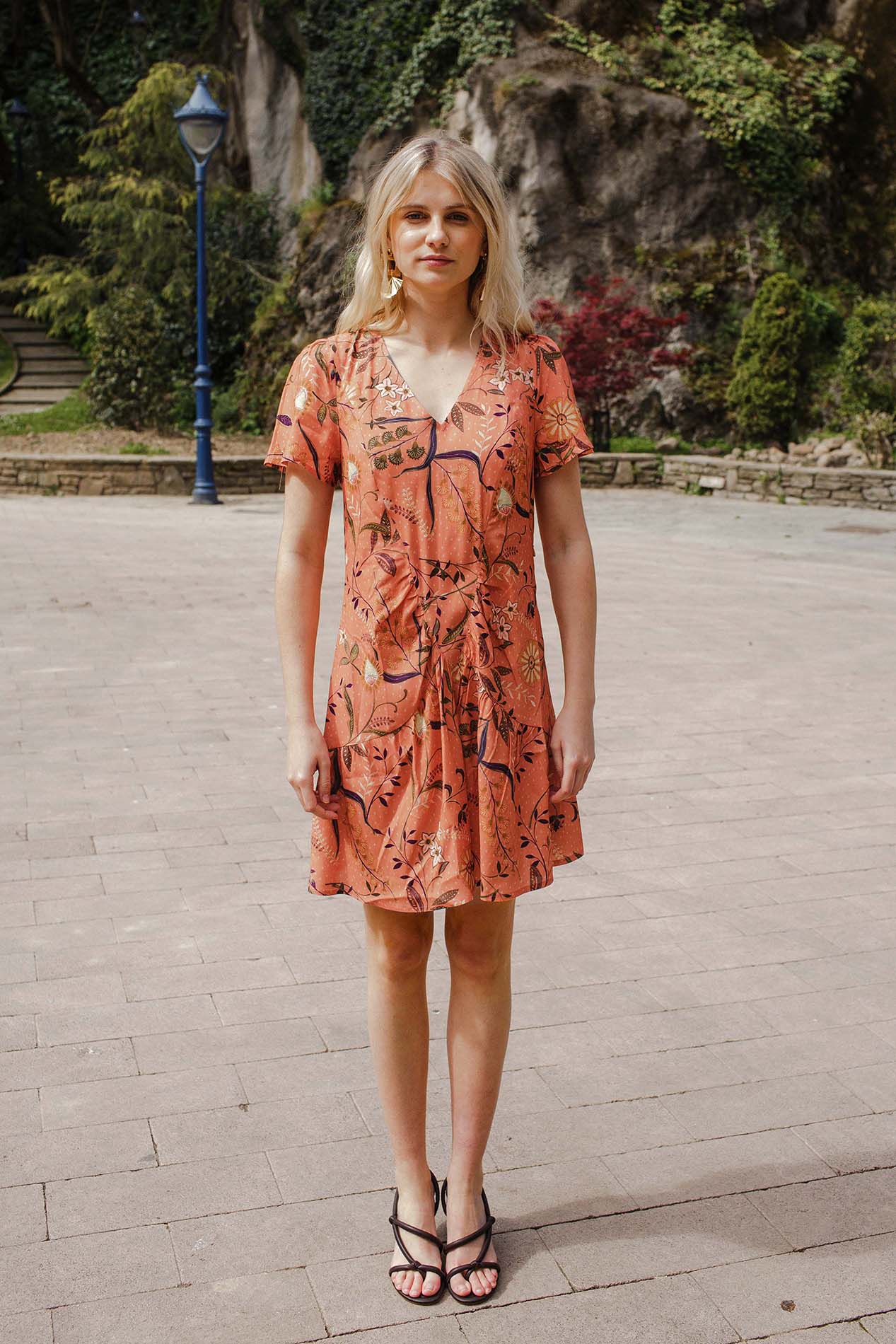 PALMA multiflower tangerine dress