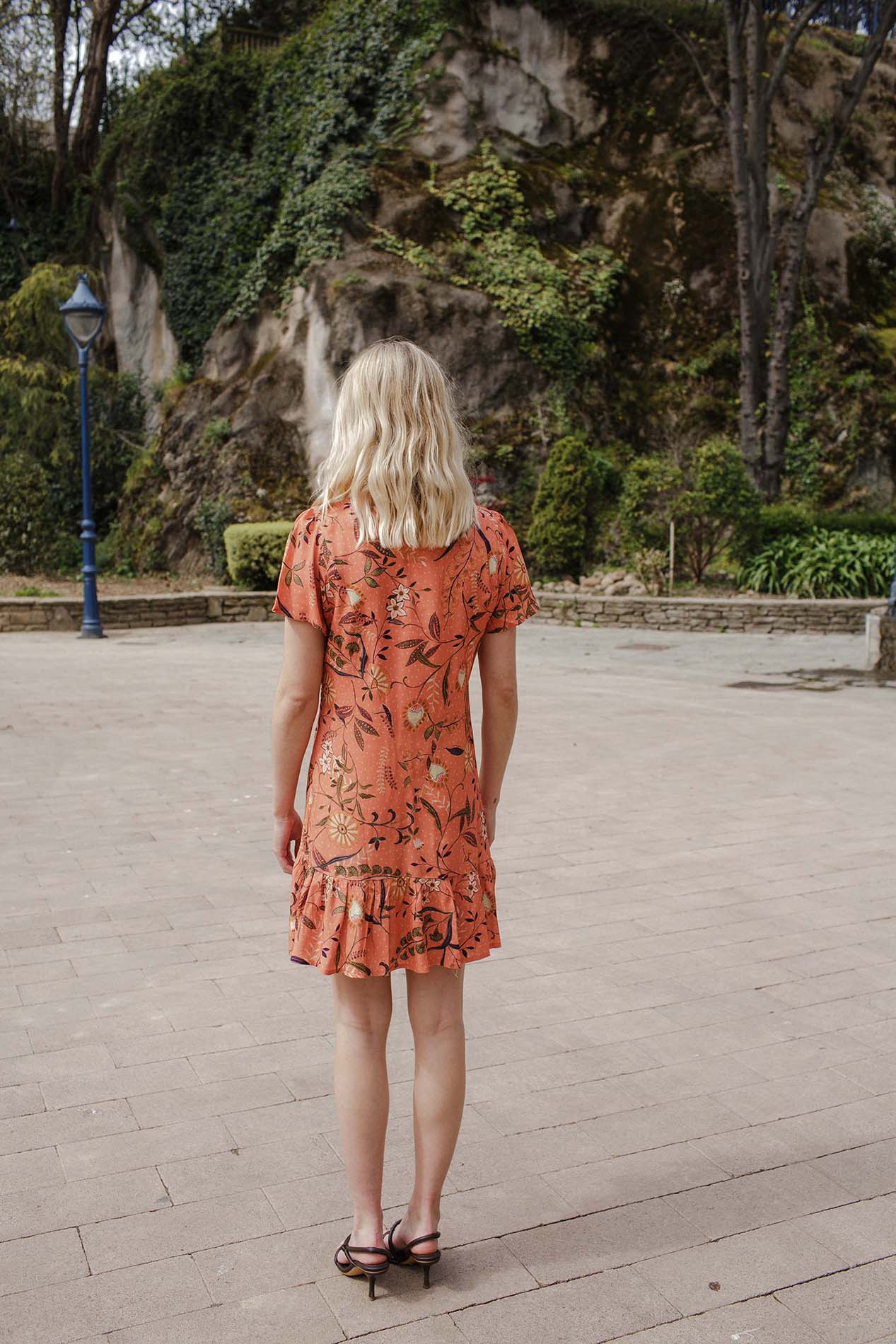PALMA multiflower tangerine dress
