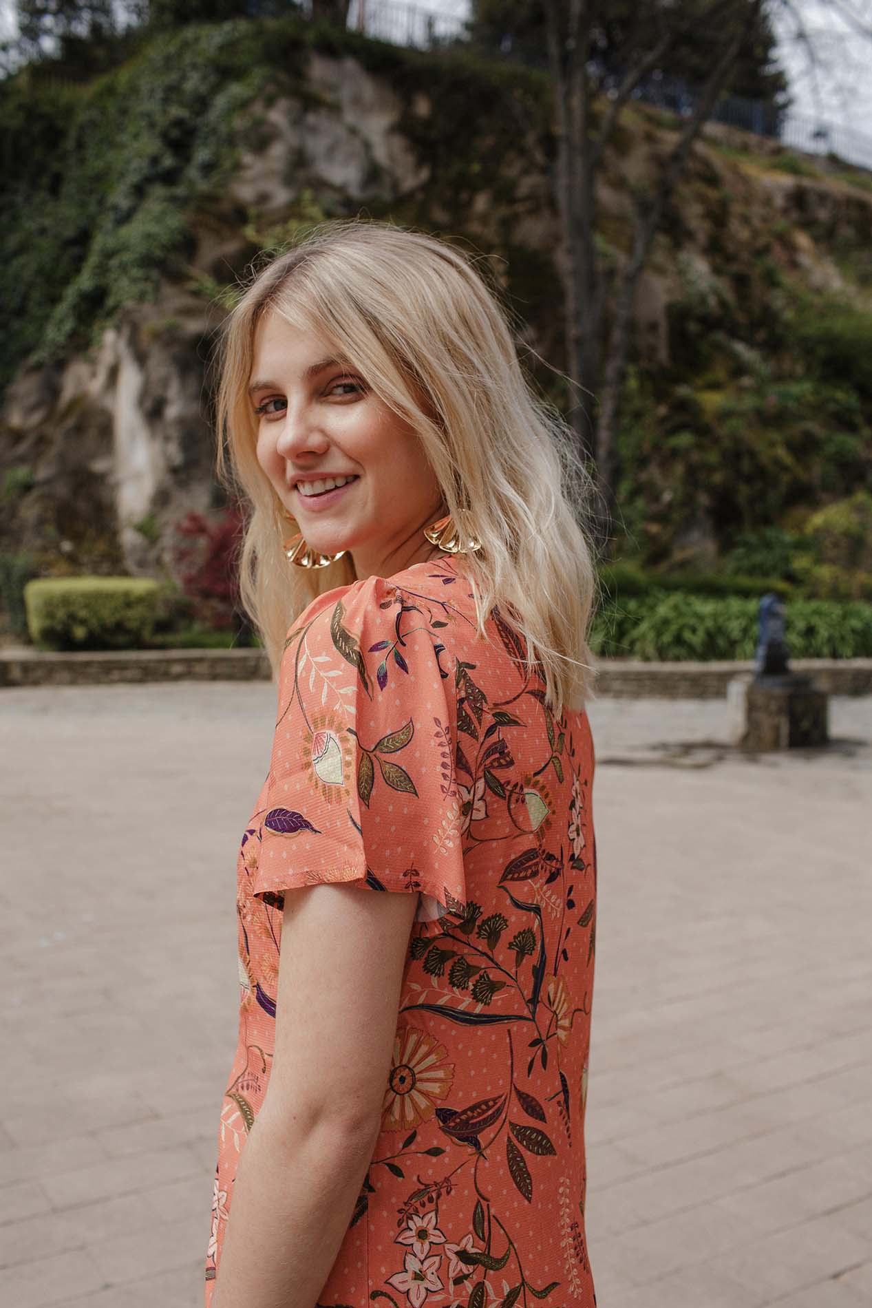 PALMA multiflower tangerine dress