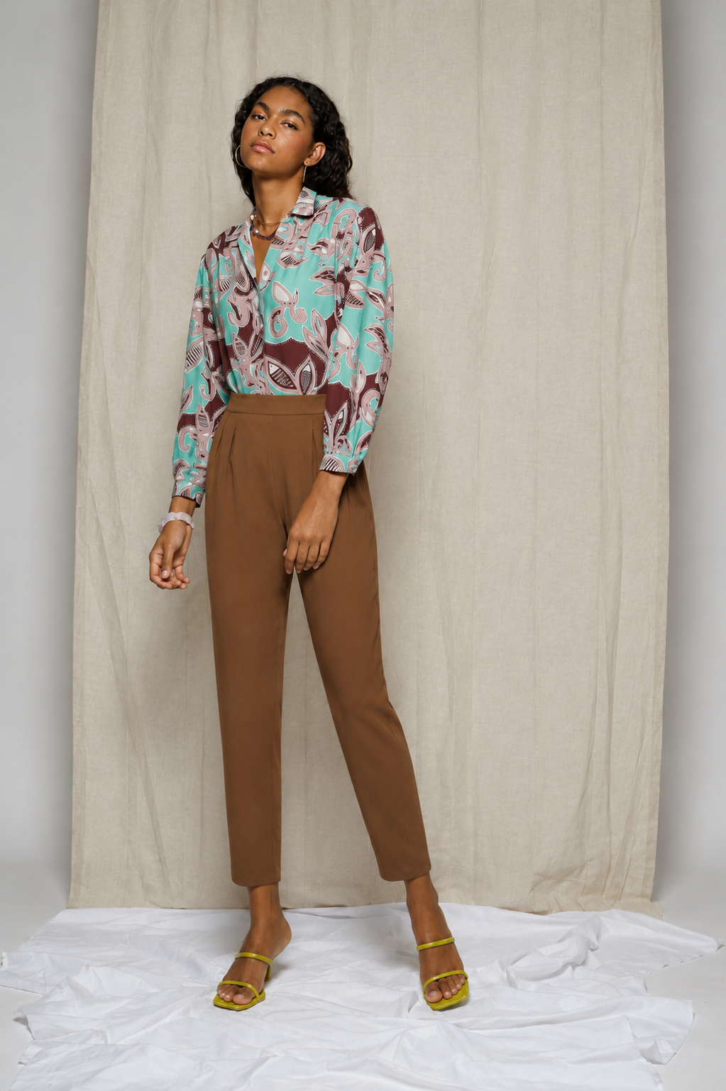 TABACO straight crepe trousers