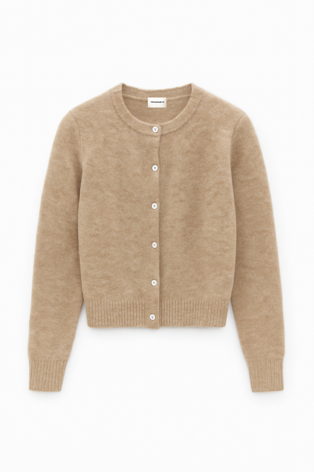 Chaqueta de punto DINA BEIGE. Baby alpaca y lana merino.