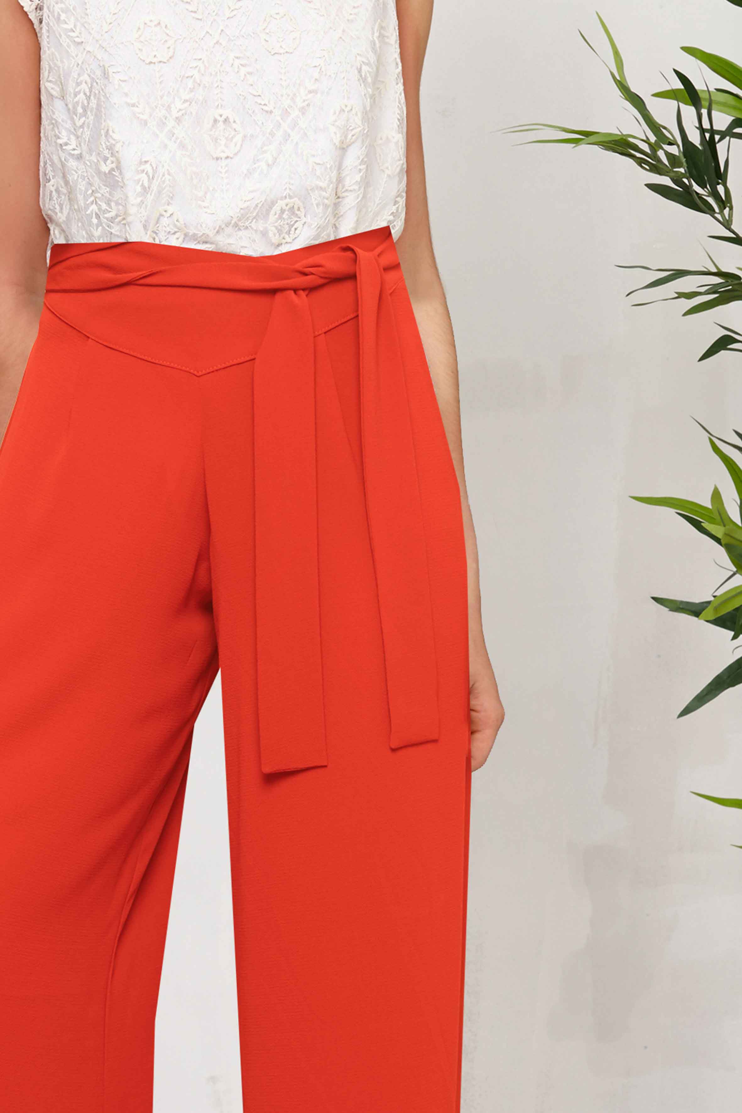 Palazzo crepe trousers CORAL