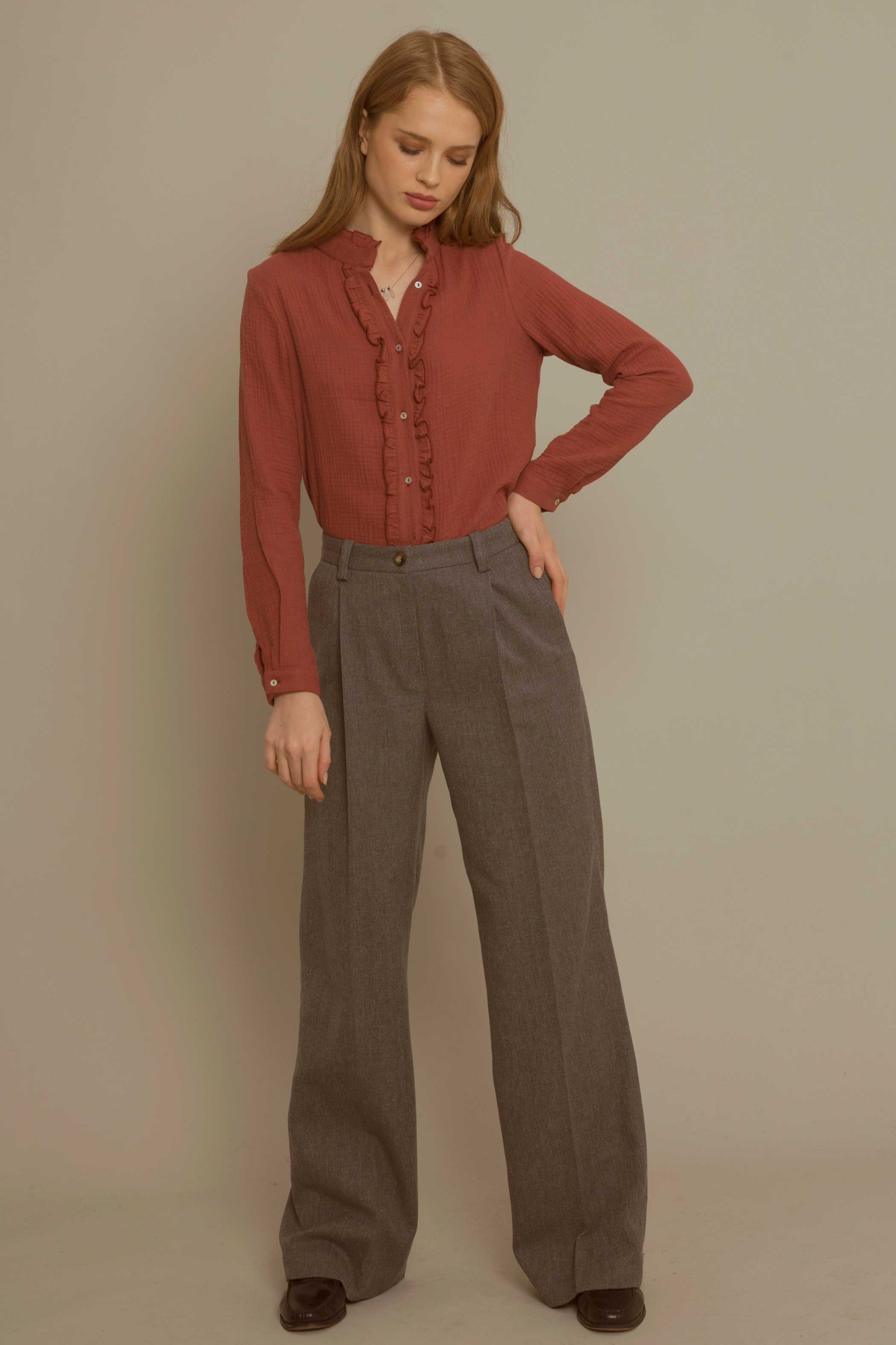 Pantalón acampanado gris MARENGO lana