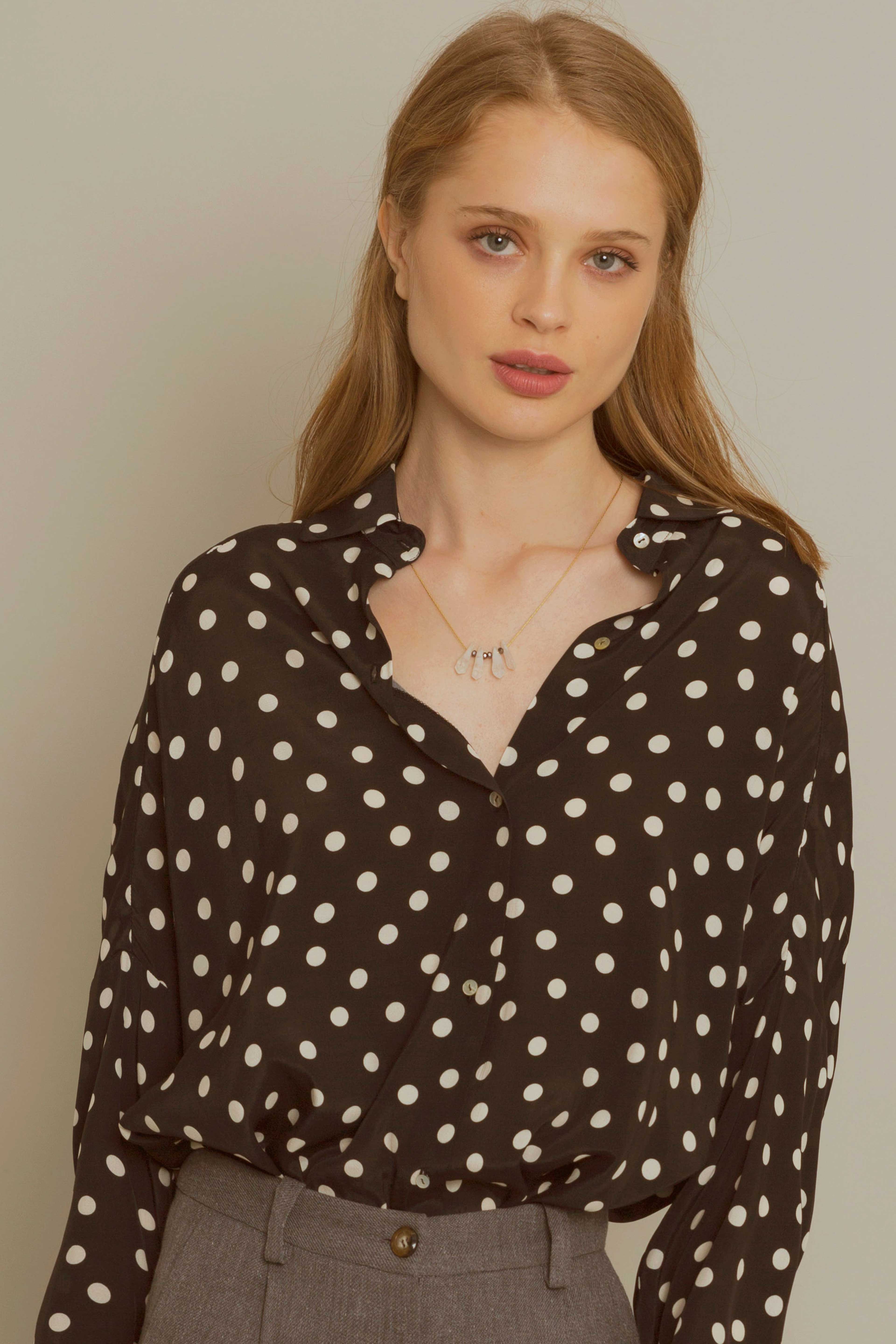 Light blue viscose oversize blouse