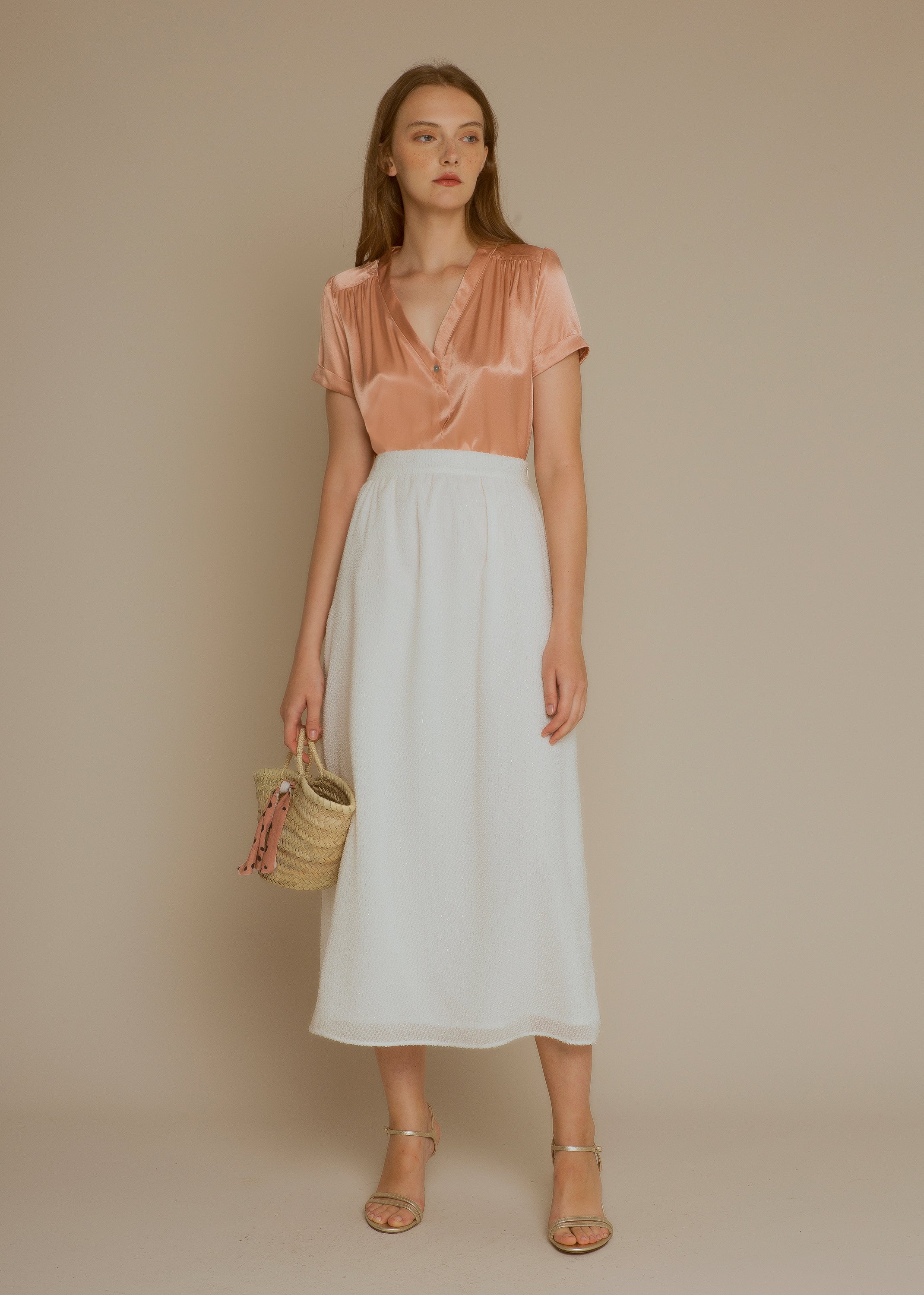 Midi glitter skirt in PINK tones
