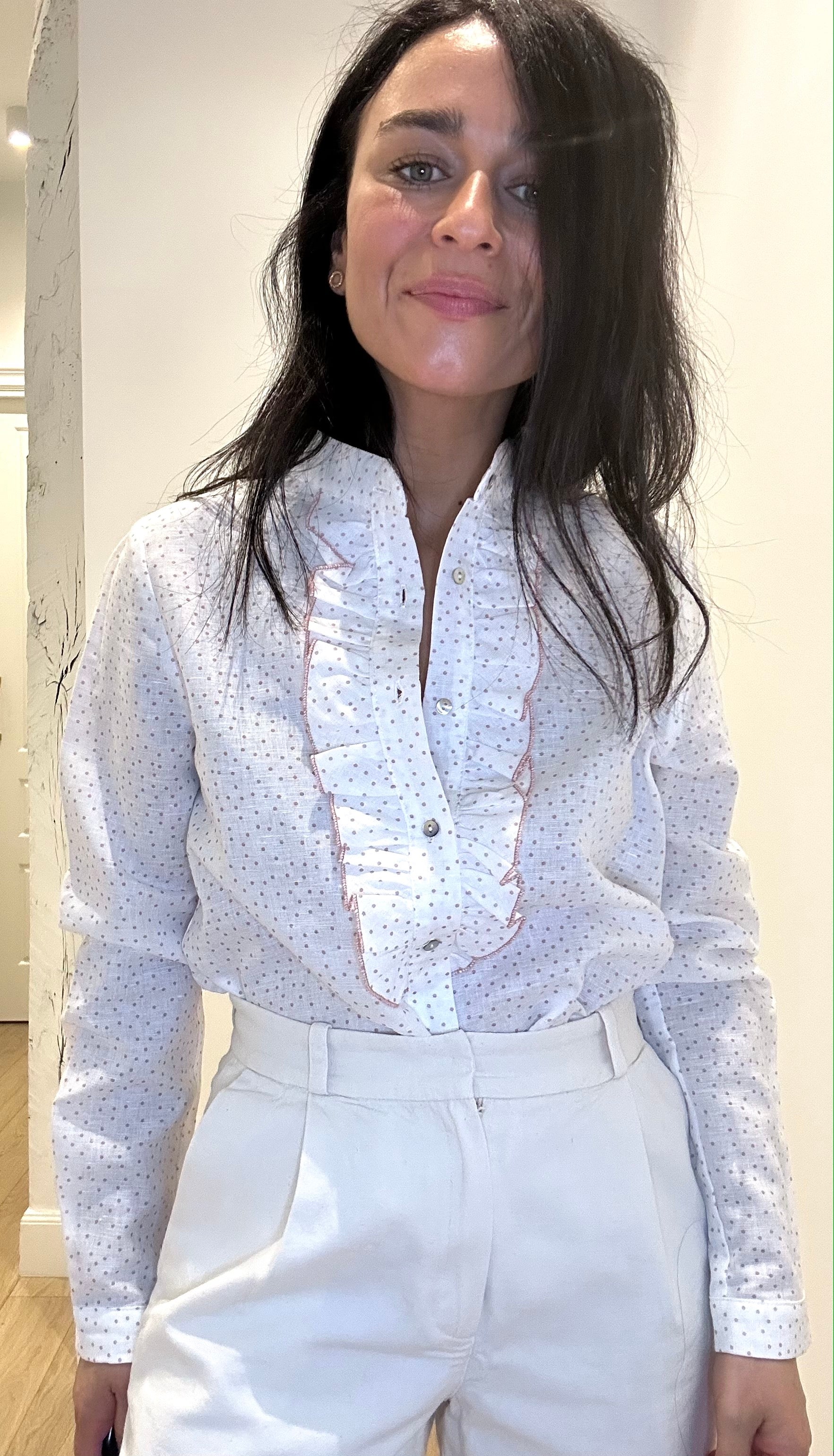 Blouse volantée en lin ROSE