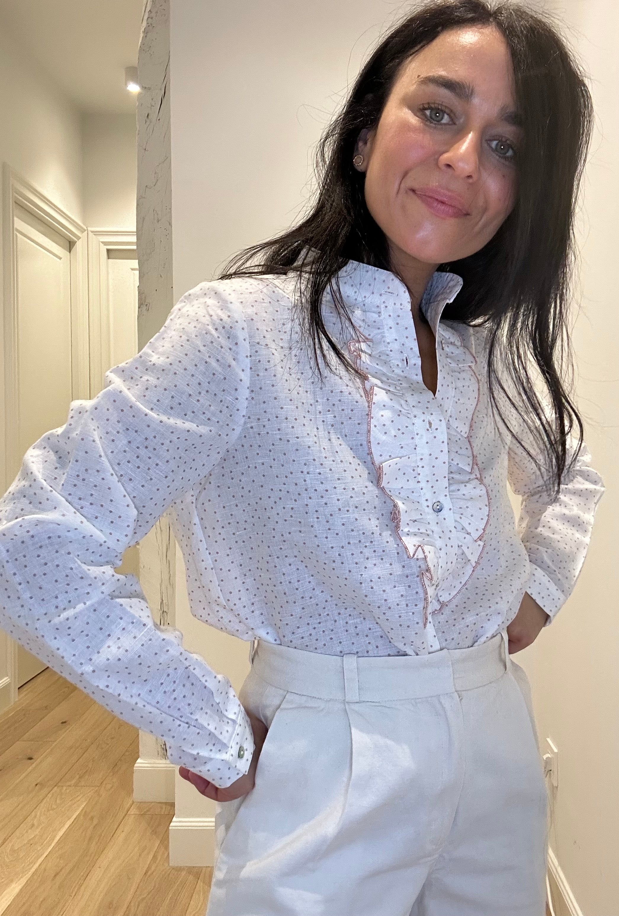 Blouse volantée en lin ROSE