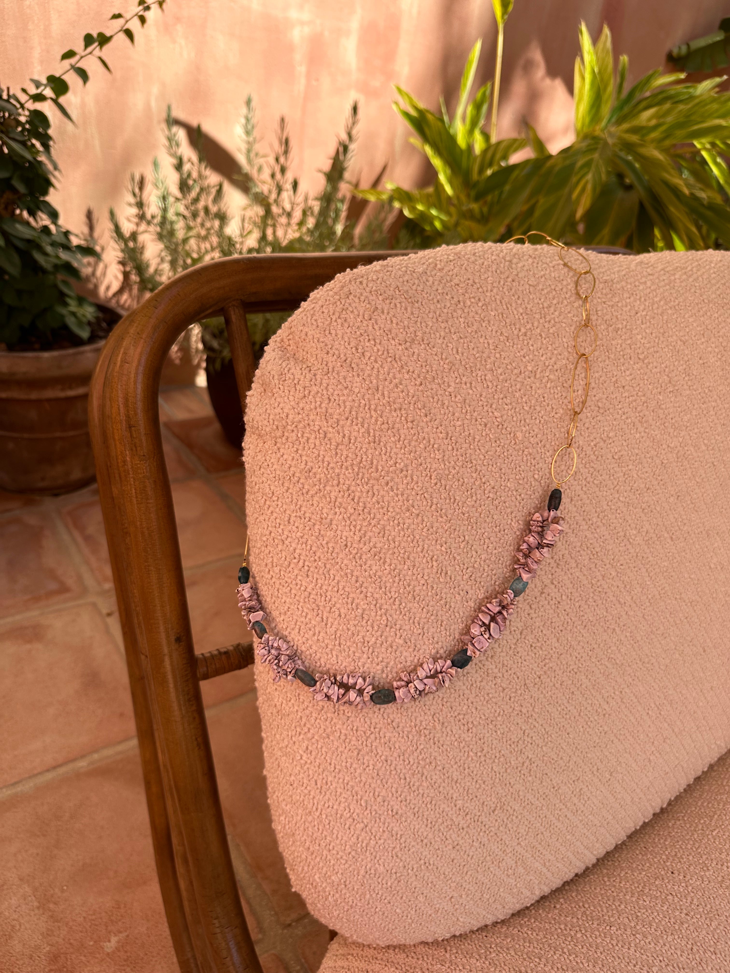 Collar coral/turquesa