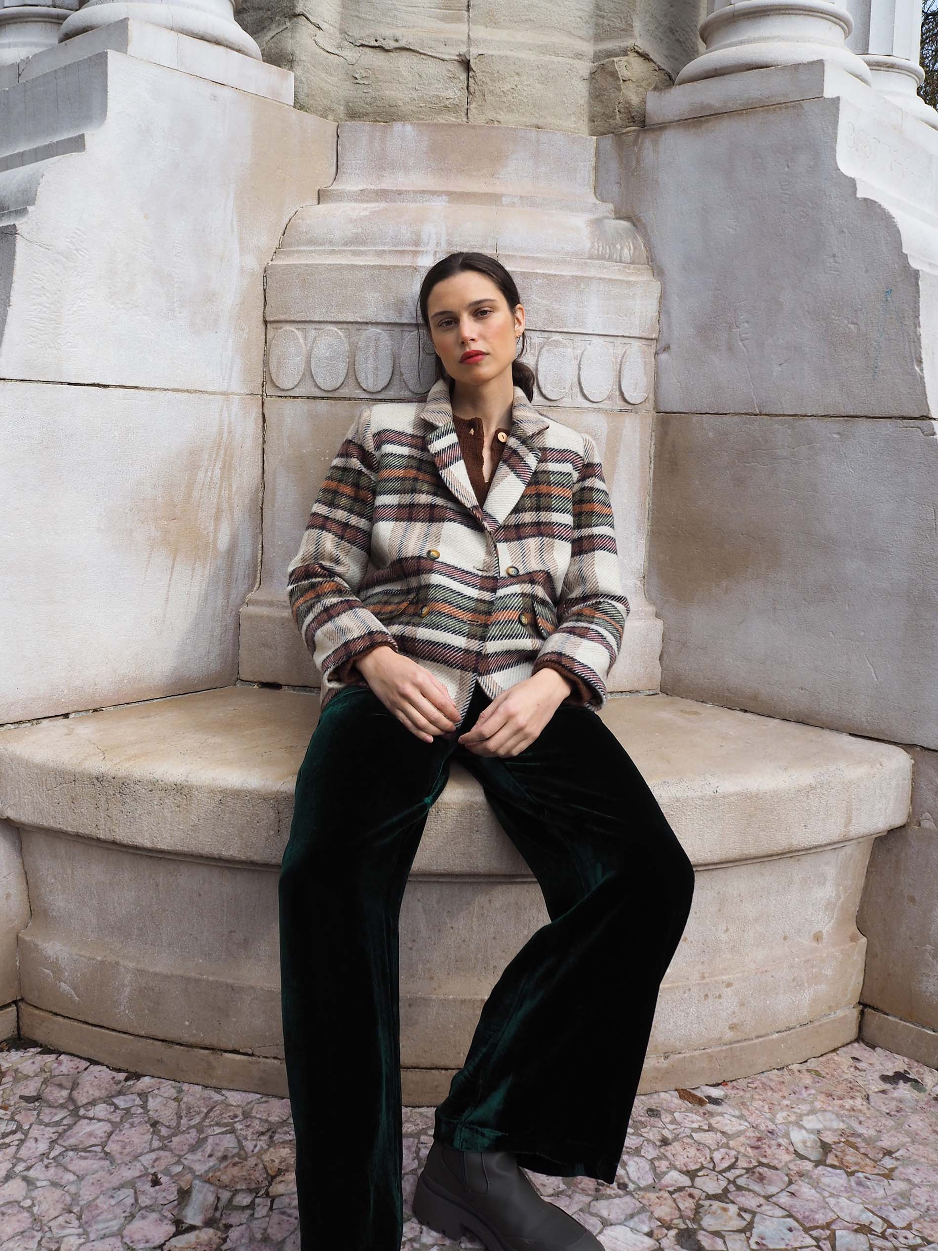 Chaquetón TURIN cuadros beige