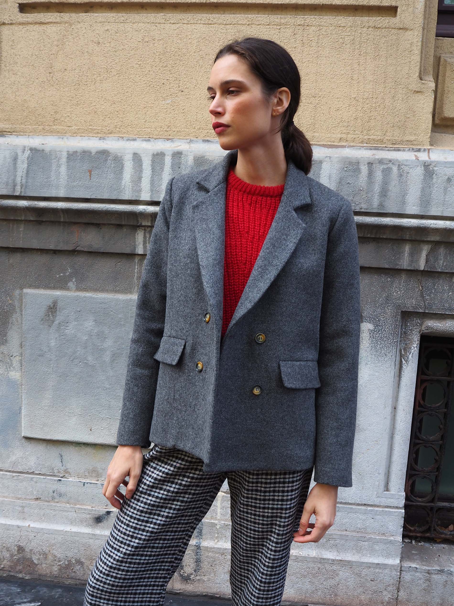 Chaquetón TURIN lana gris