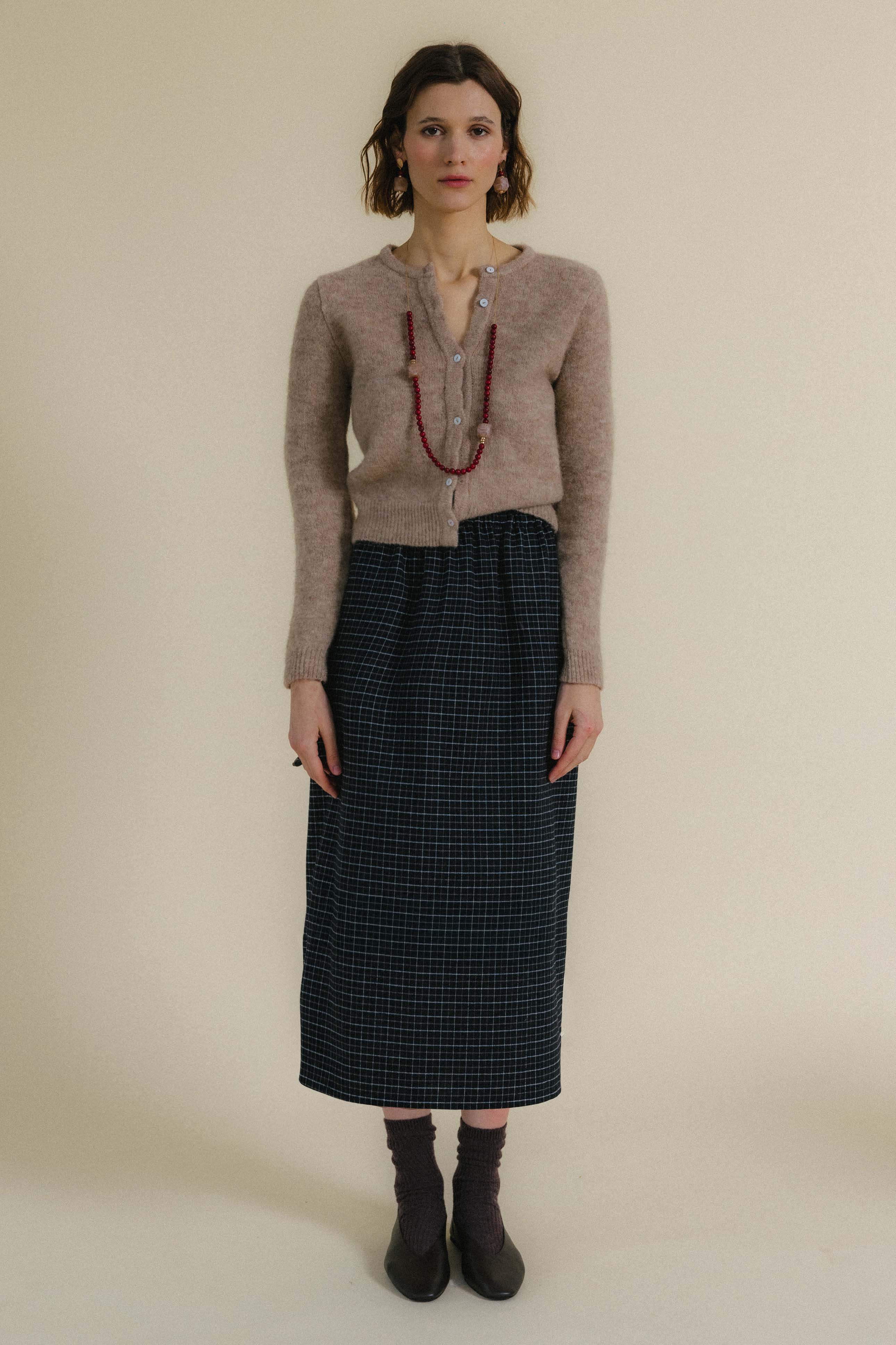 Chaqueta de punto DINA BEIGE. Baby alpaca y lana merino.