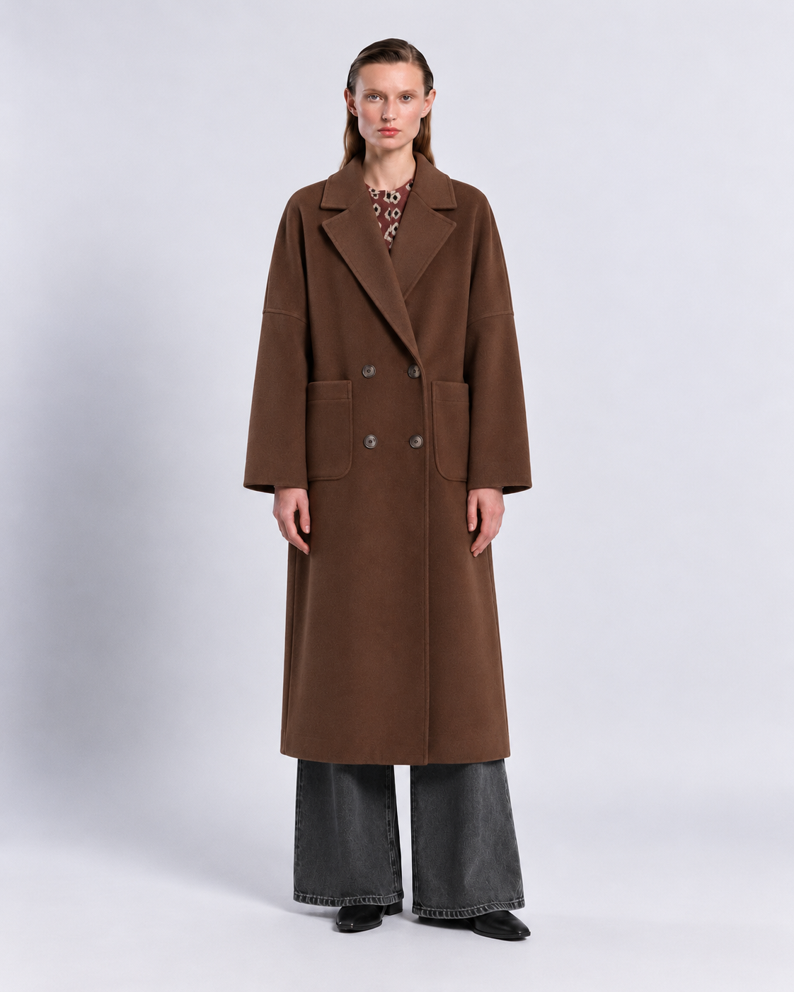 Abrigo Oslo de lana y cashmere chocolate