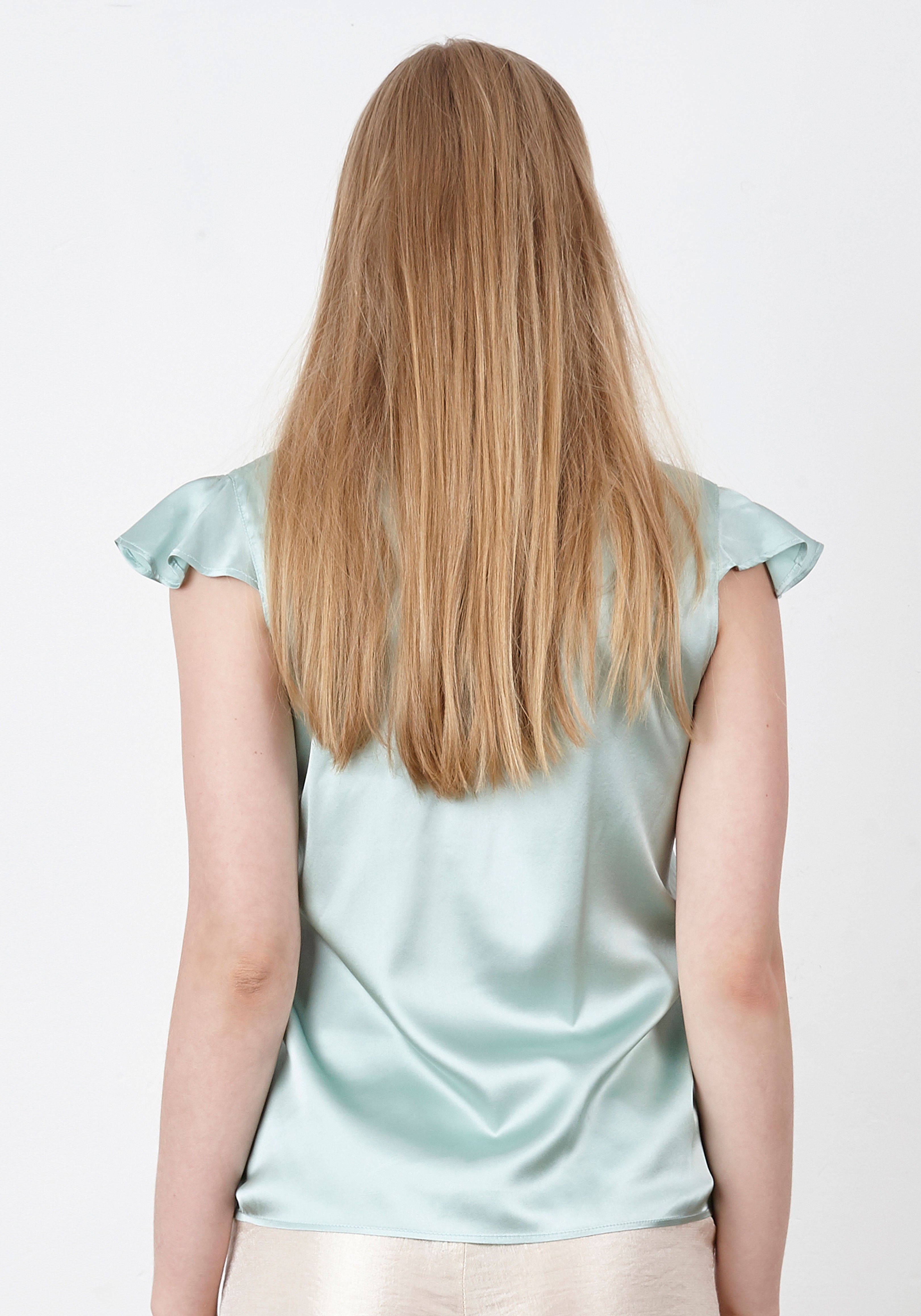 Green silk blouse