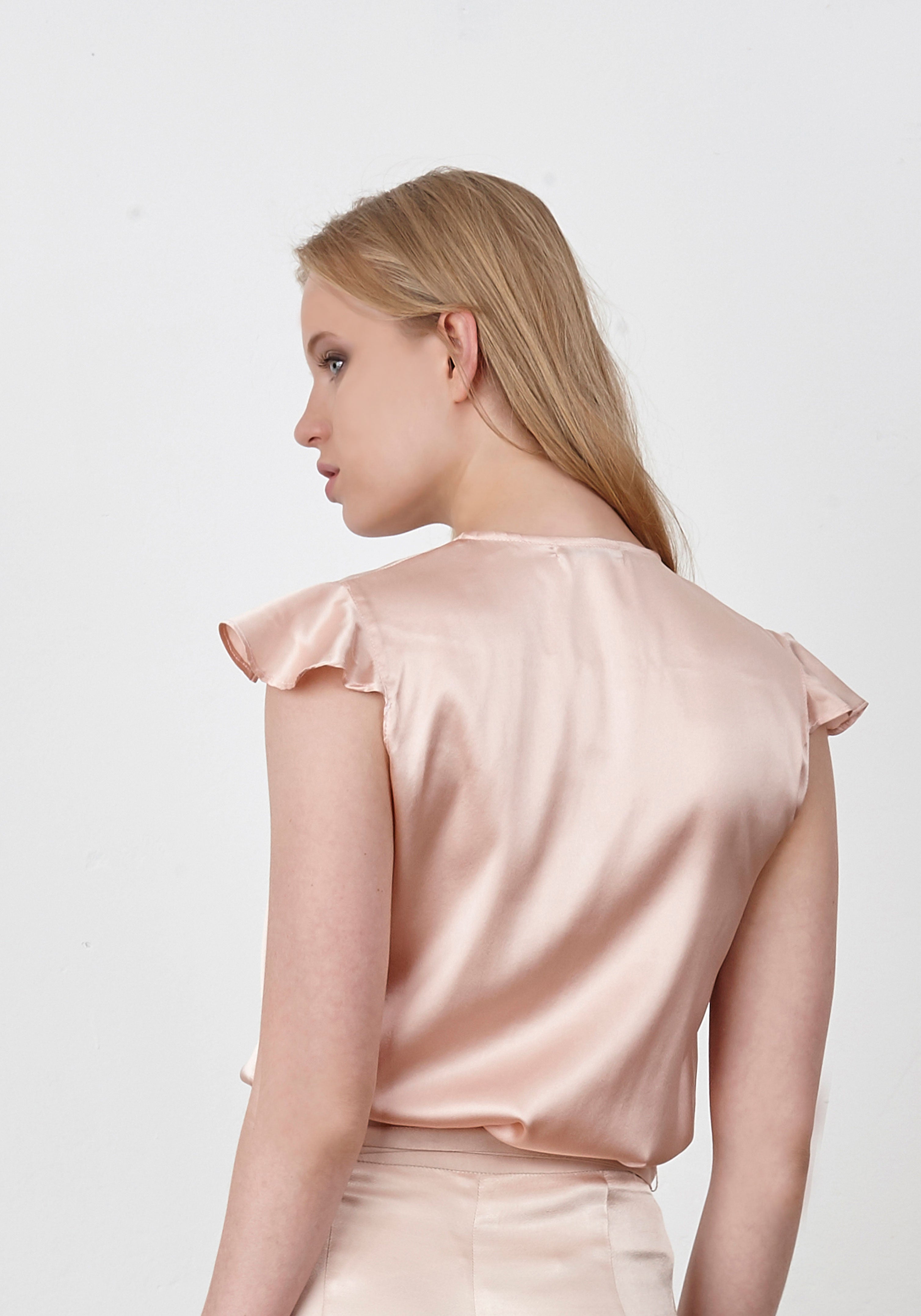 PINK RUFFLED silk blouse