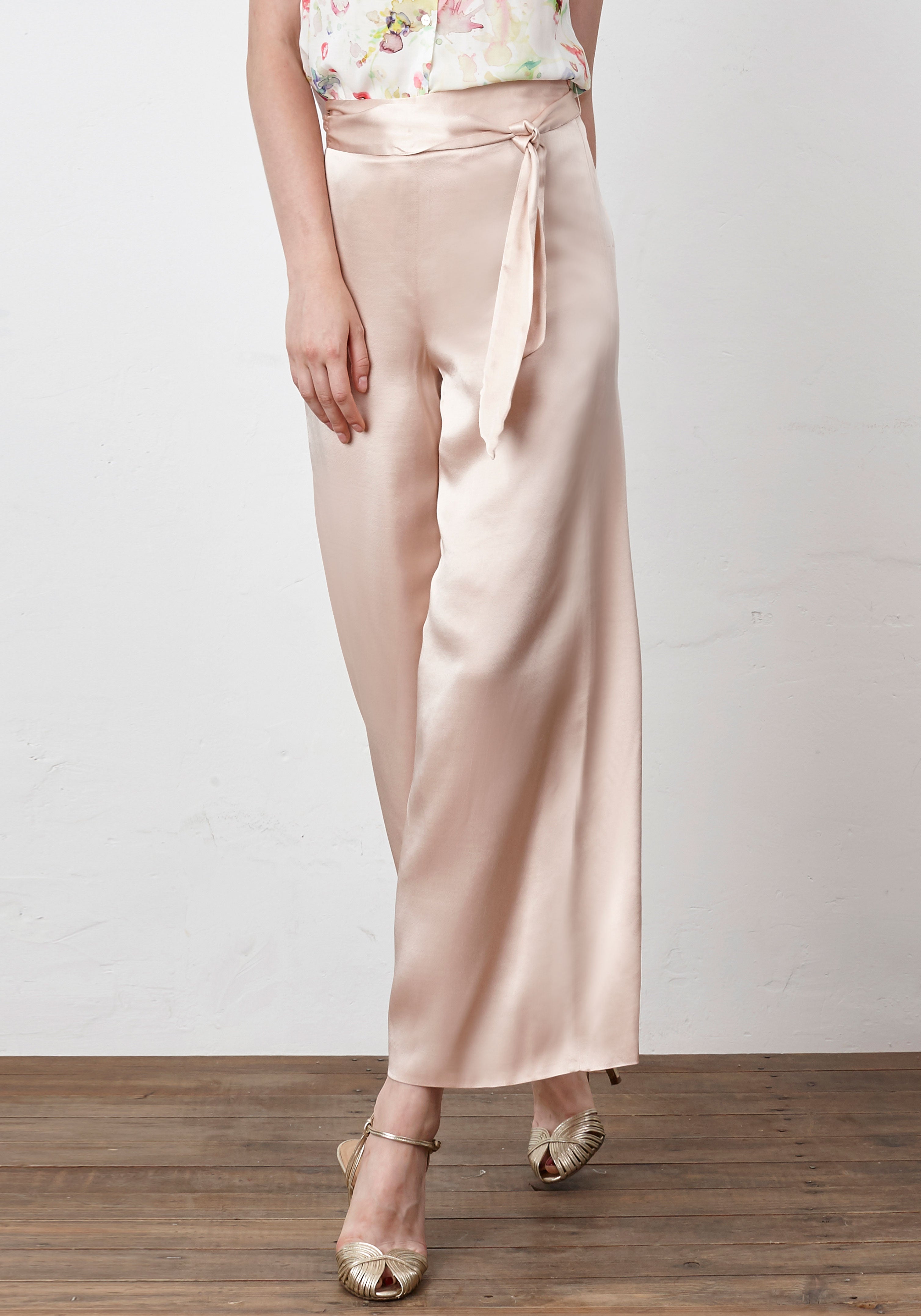 PINK satin culotte trousers