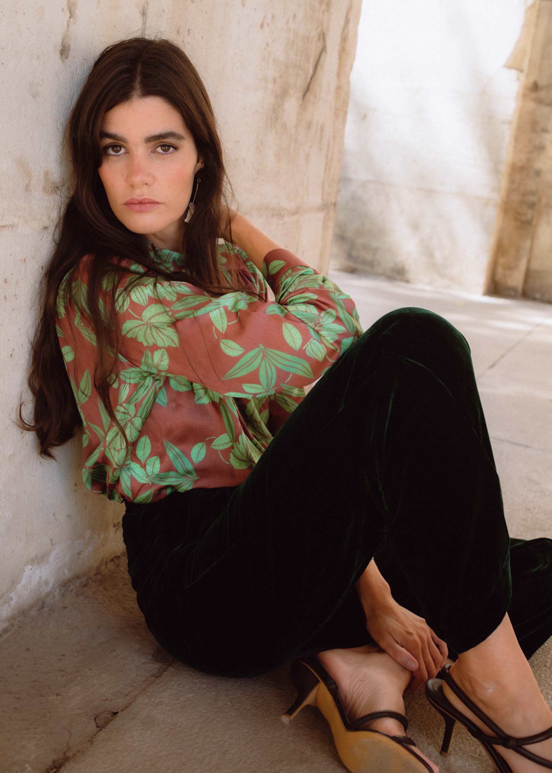 PANTALÓN CATHA terciopelo de seda VERDE