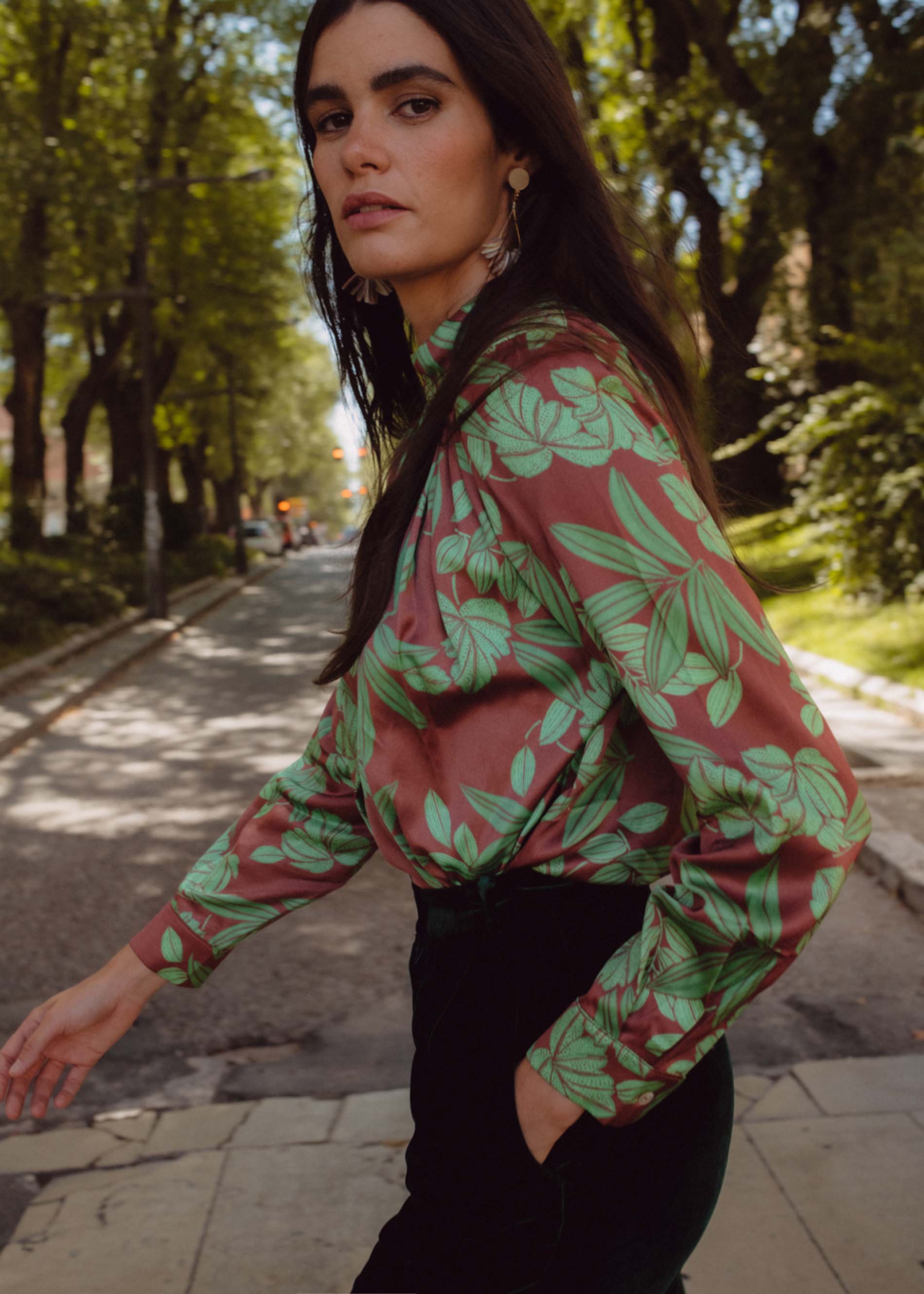 PANTALÓN CATHA terciopelo de seda VERDE