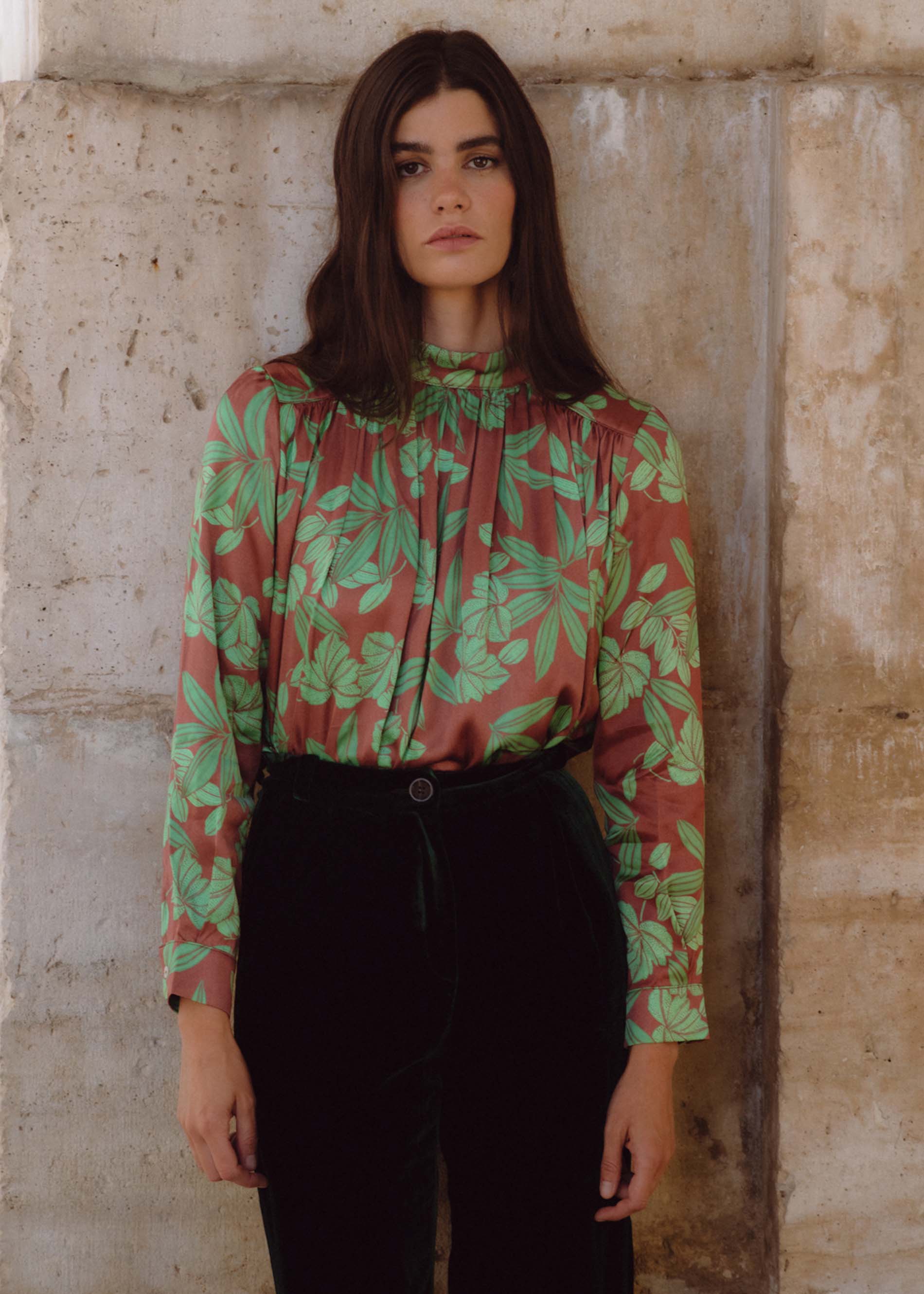 PANTALÓN CATHA terciopelo de seda VERDE