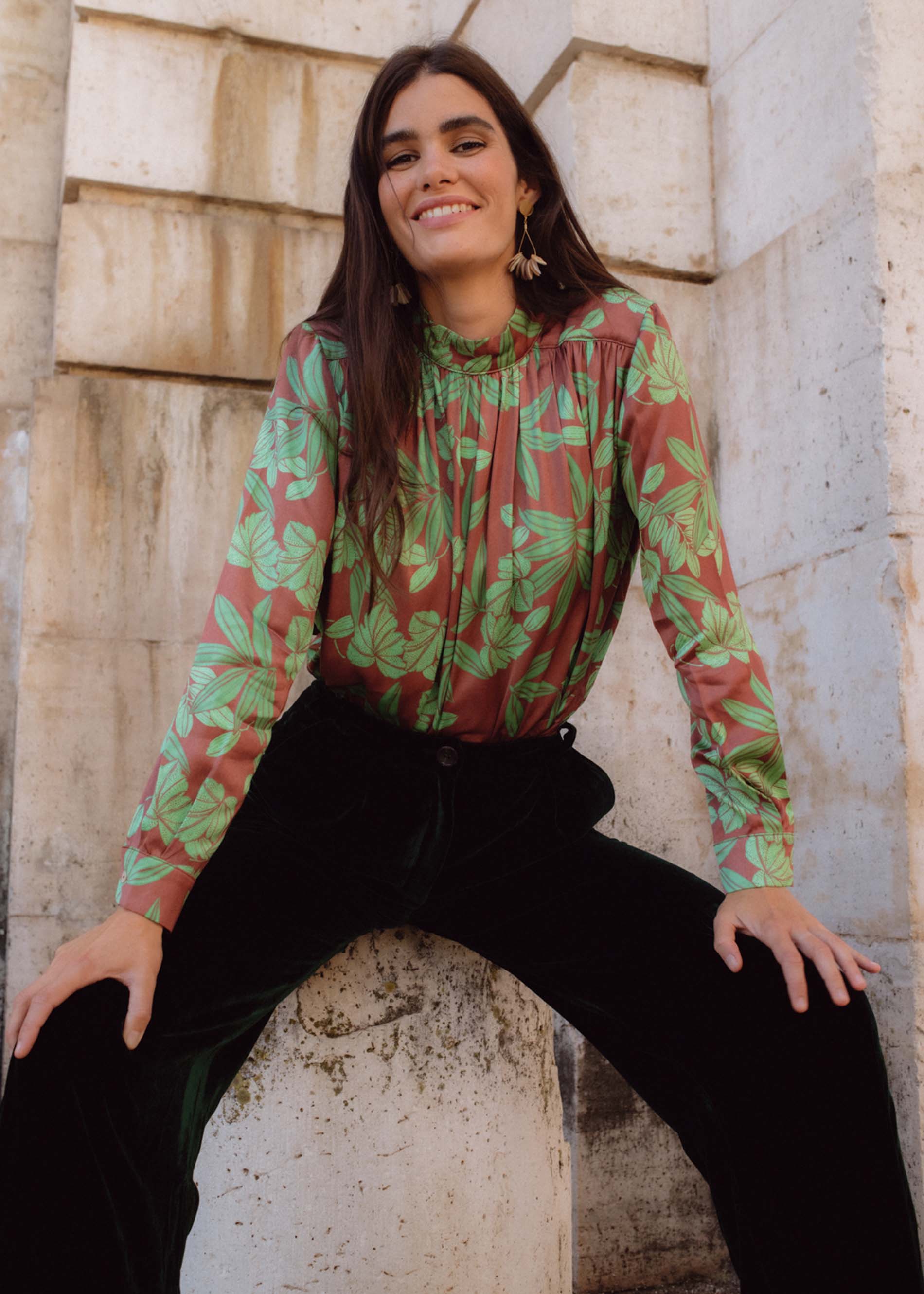 PANTALÓN CATHA terciopelo de seda VERDE