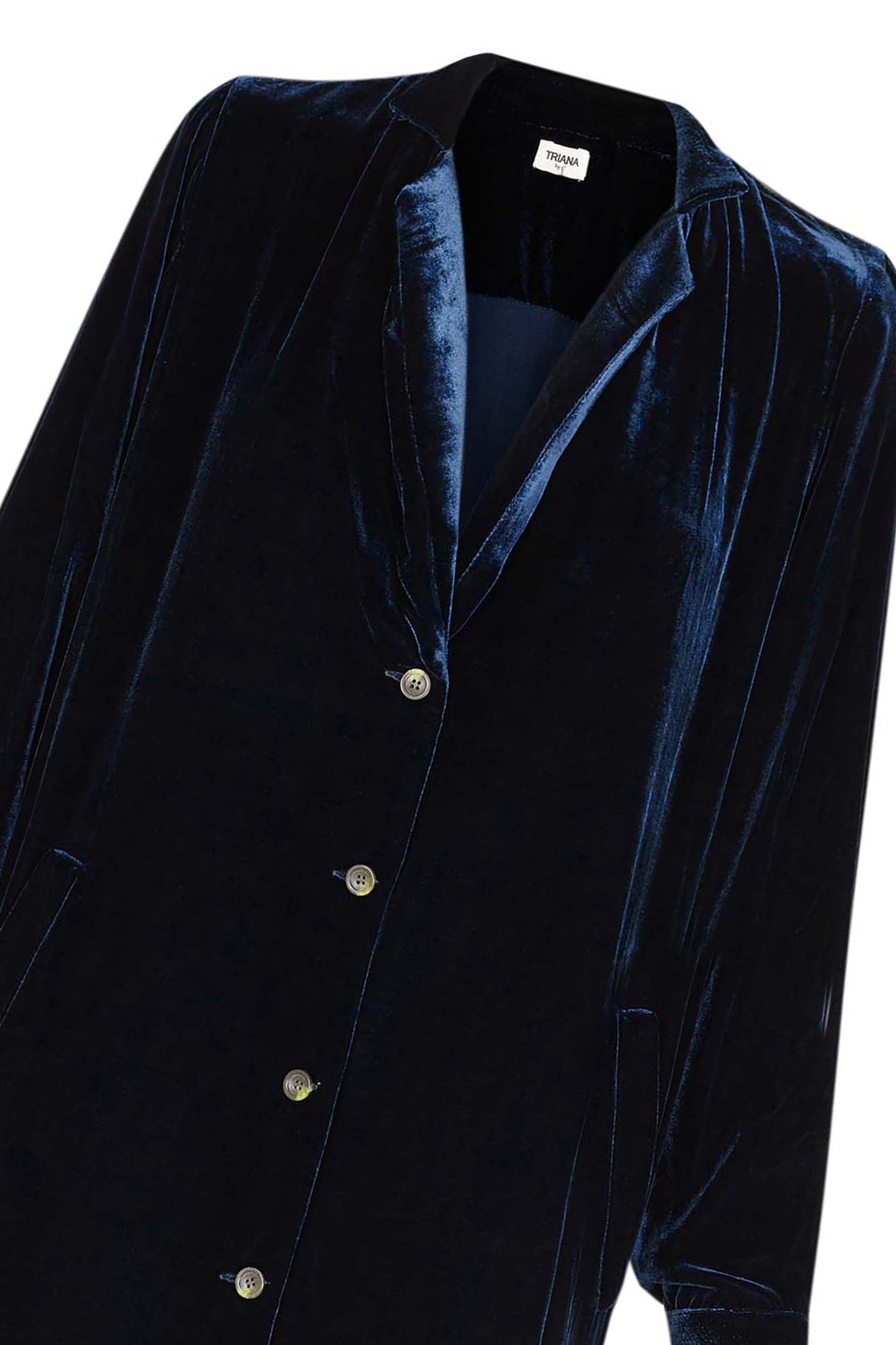 Abrigo vestido terciopelo de seda AZUL noche