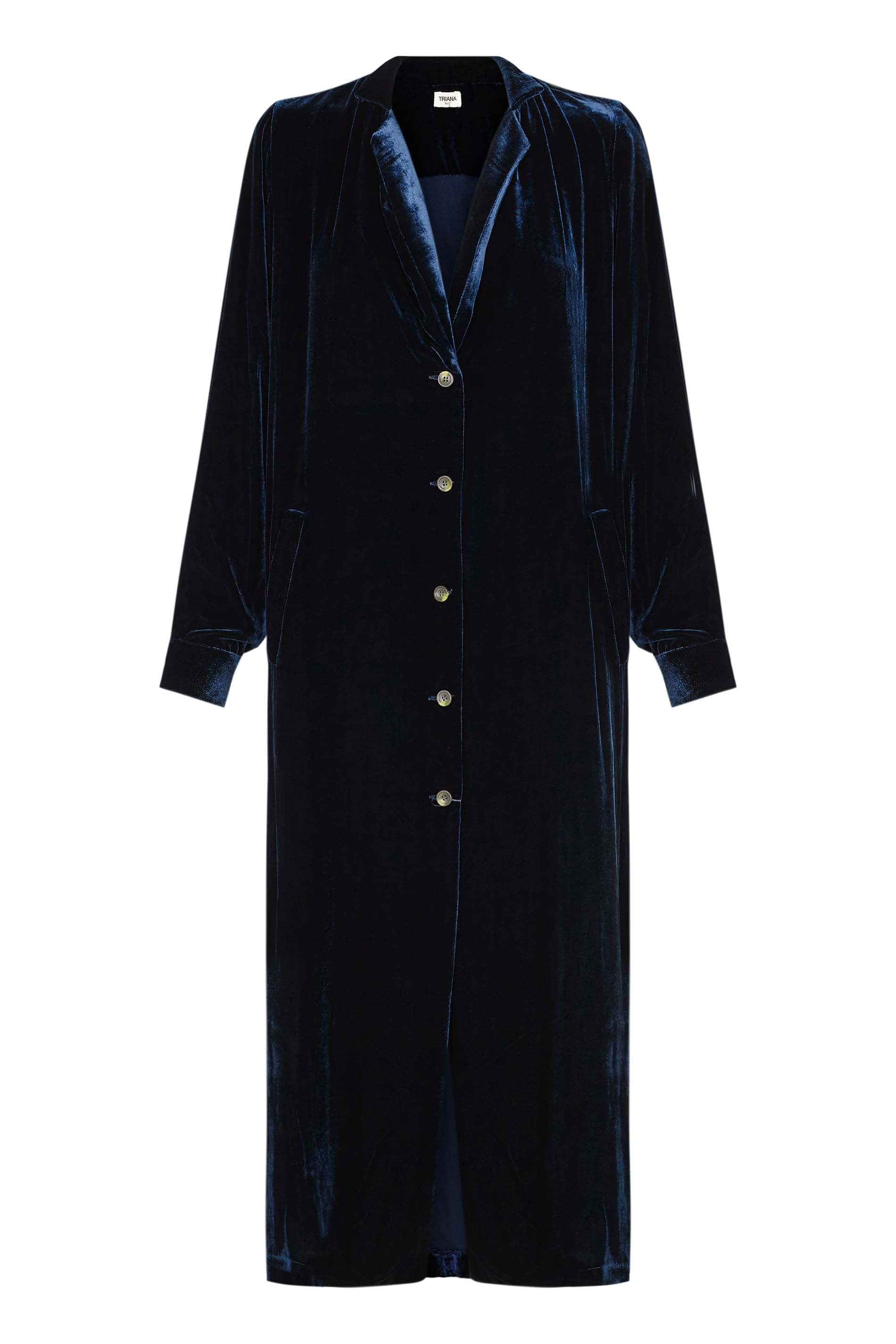 Abrigo vestido terciopelo de seda AZUL noche