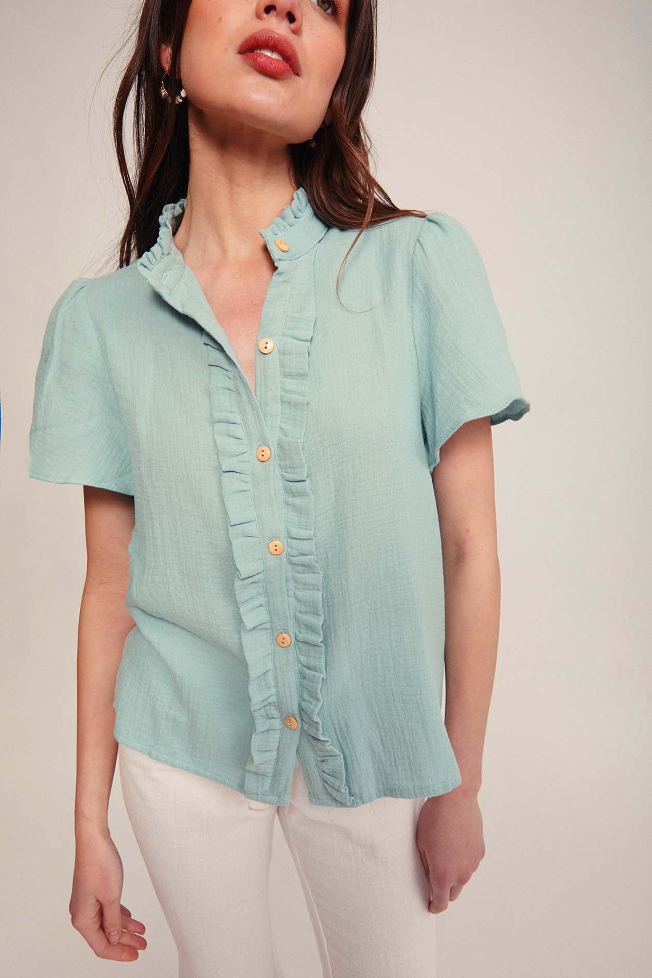 Exclusive embroidered raspberry bambula blouse