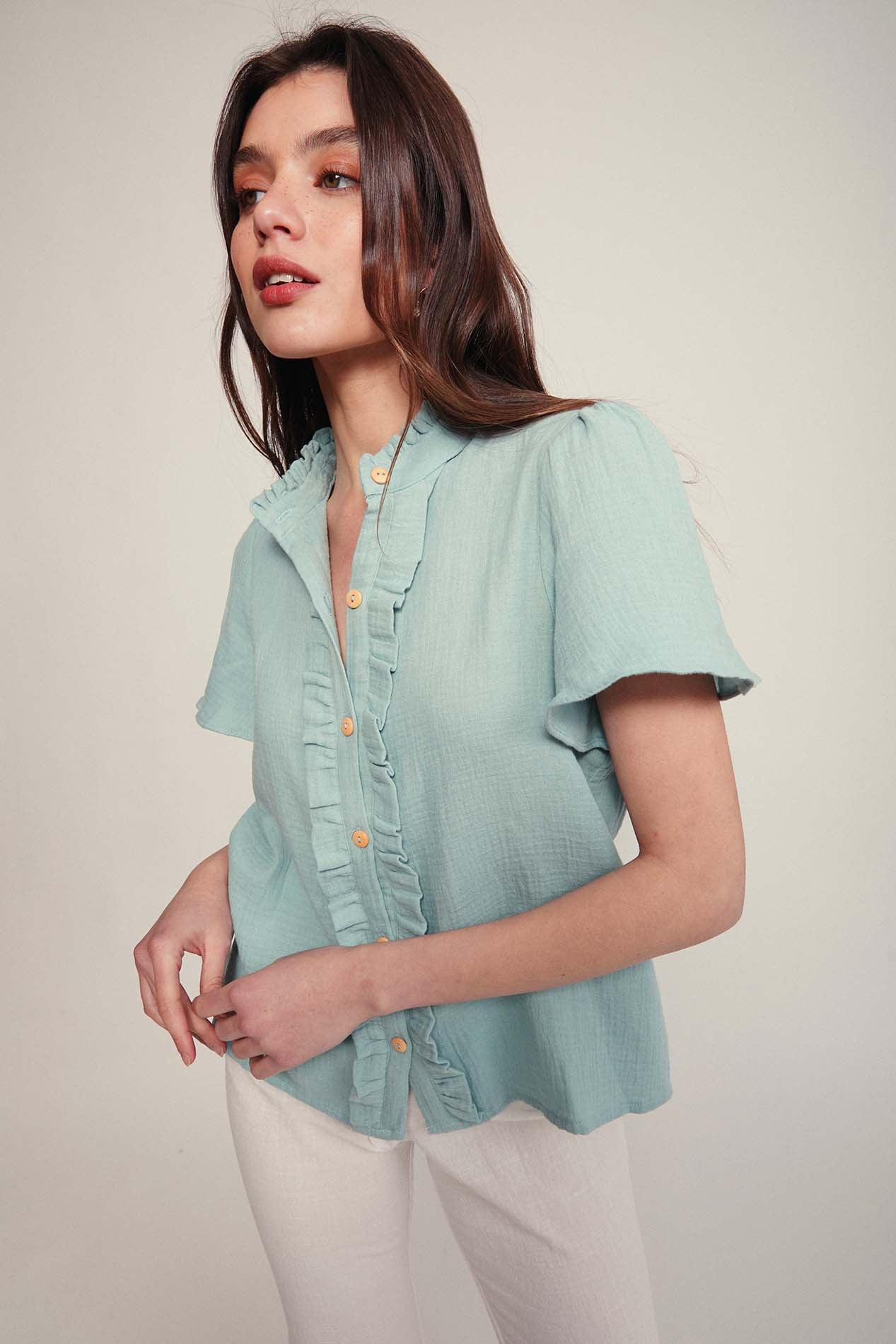 Exclusive embroidered raspberry bambula blouse