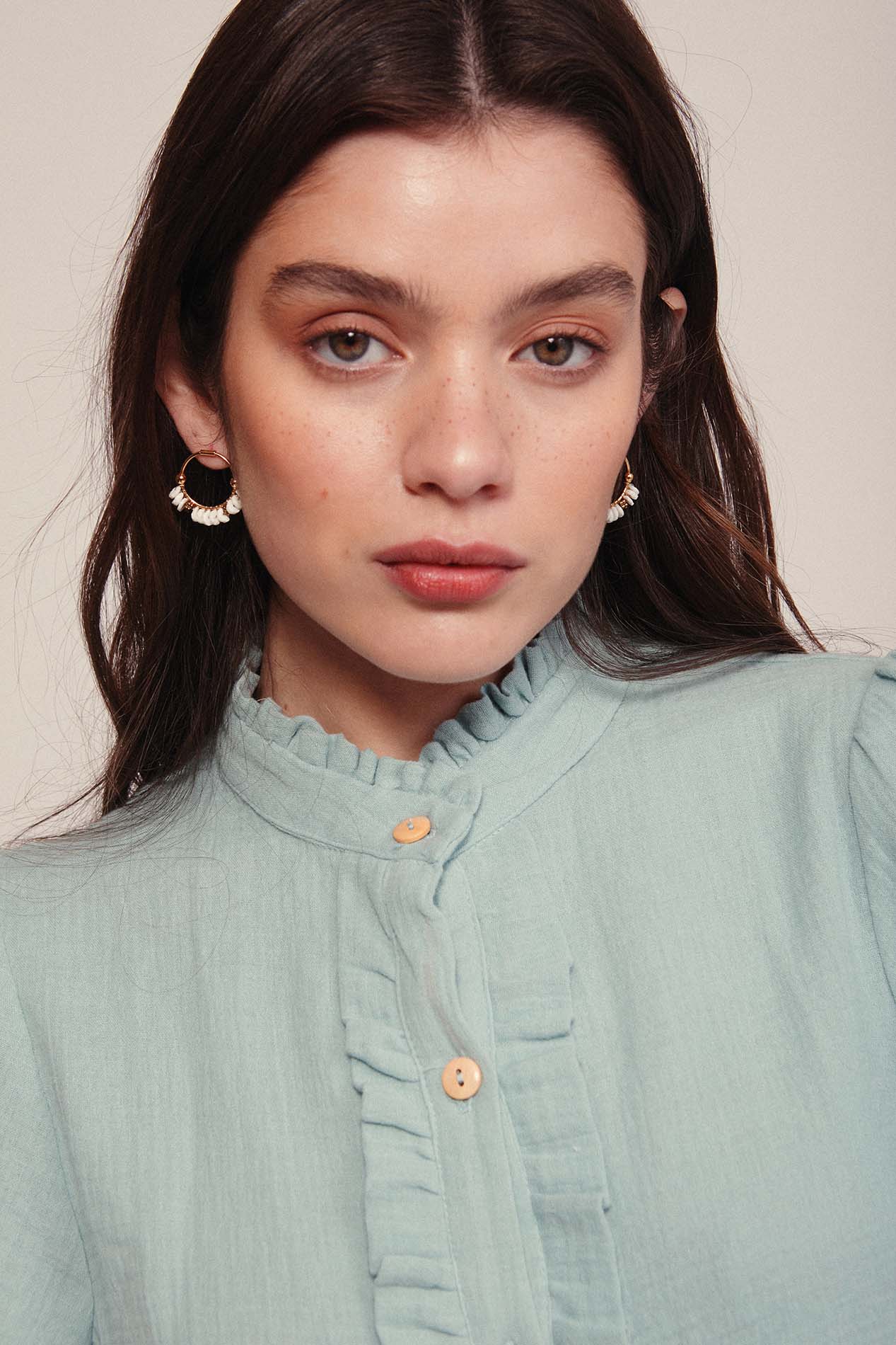 Exclusive embroidered raspberry bambula blouse