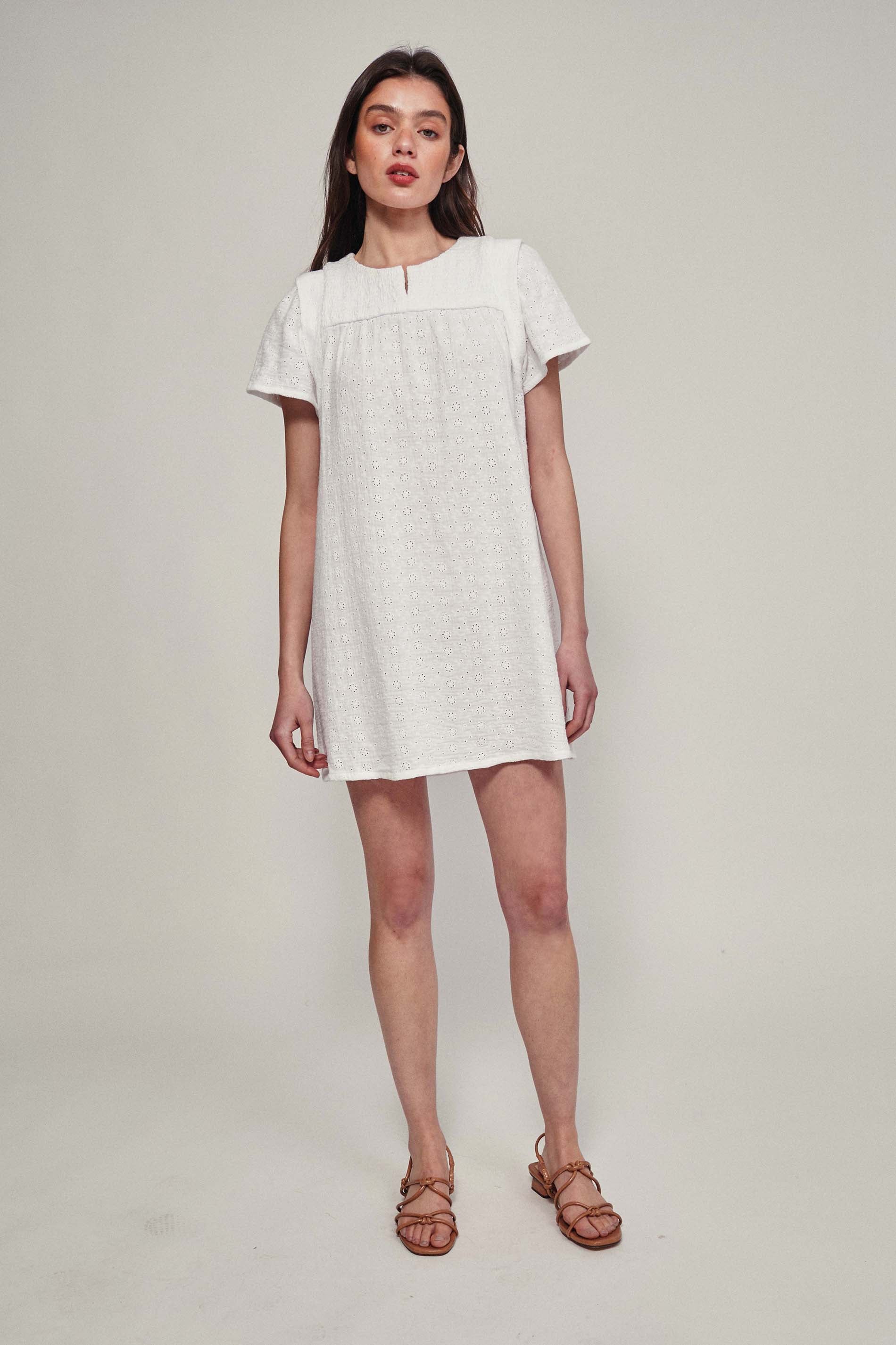 White embroidered MEDEA bambula dress