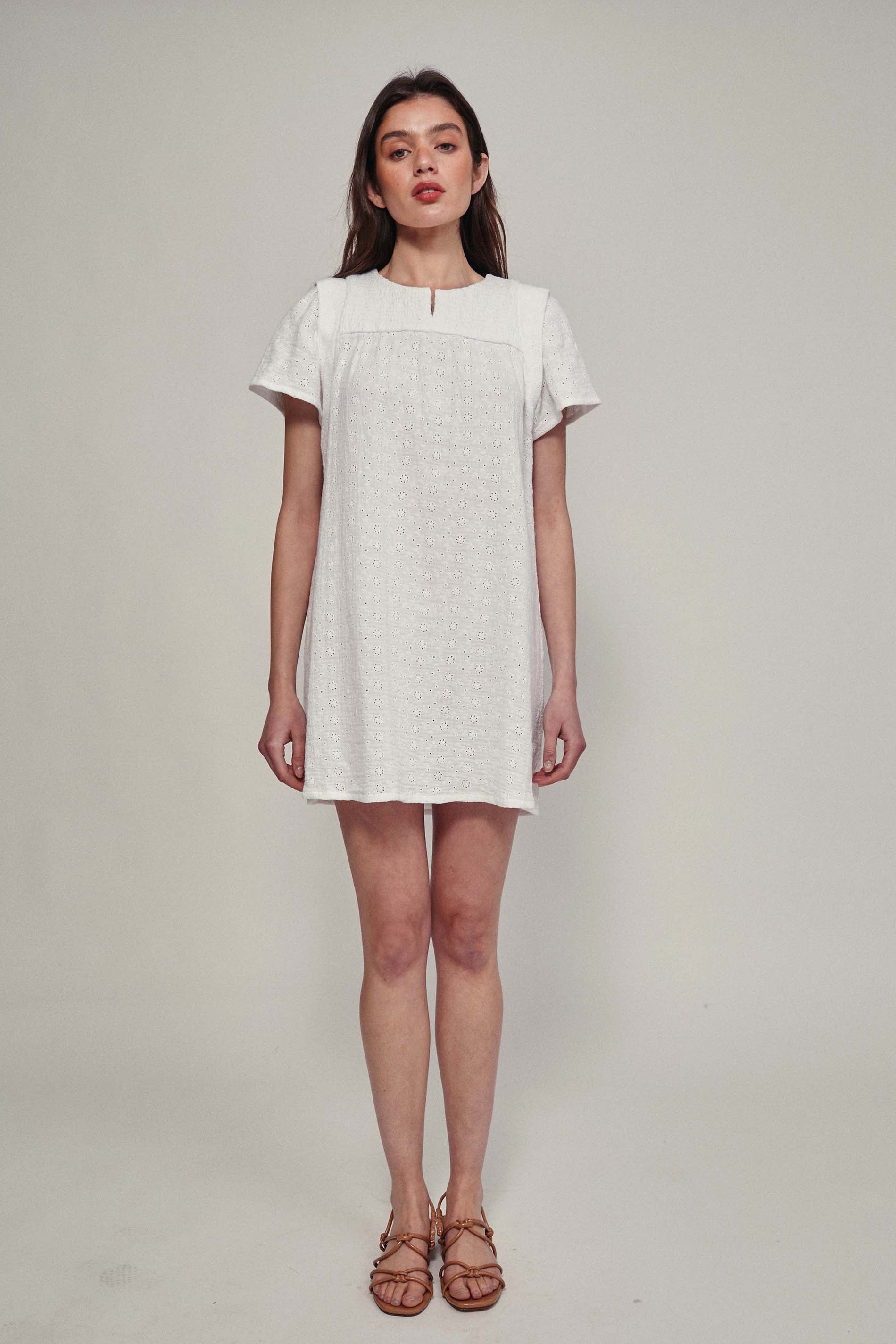 White embroidered MEDEA bambula dress